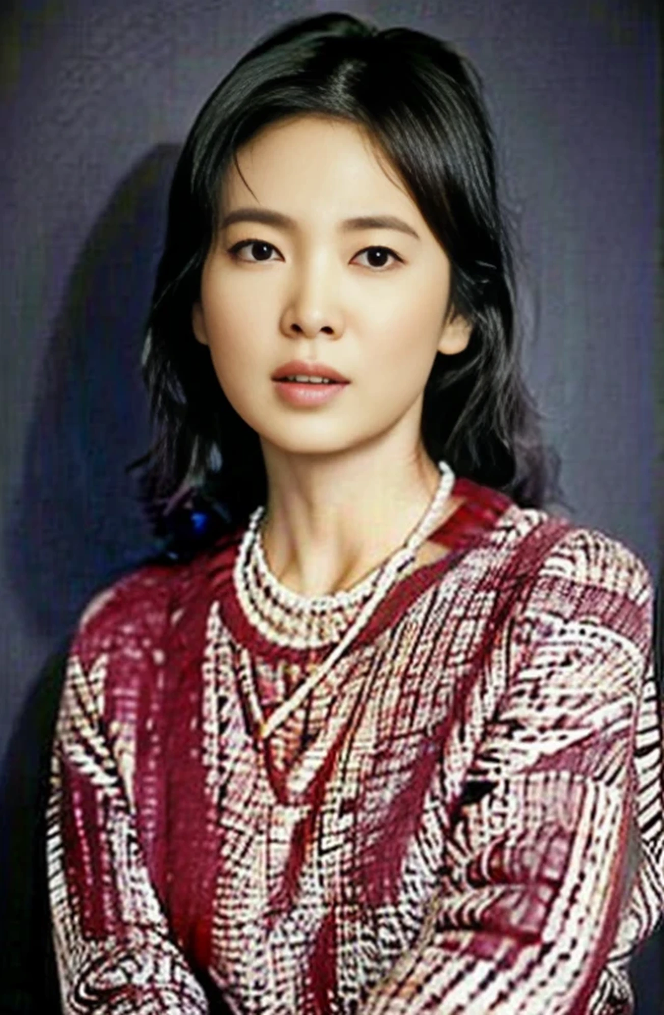 A woman wearing a sweater posing for a photo with her arms crossed, Yun Ling, song nan li, xue han, Inspired by Tang Yifen, kan liu, 38 years old, inspired by Ni Yuanlu, qifeng lin, heise-lian yan fang, Xintong Chen, wenfei ye, chengyou liu