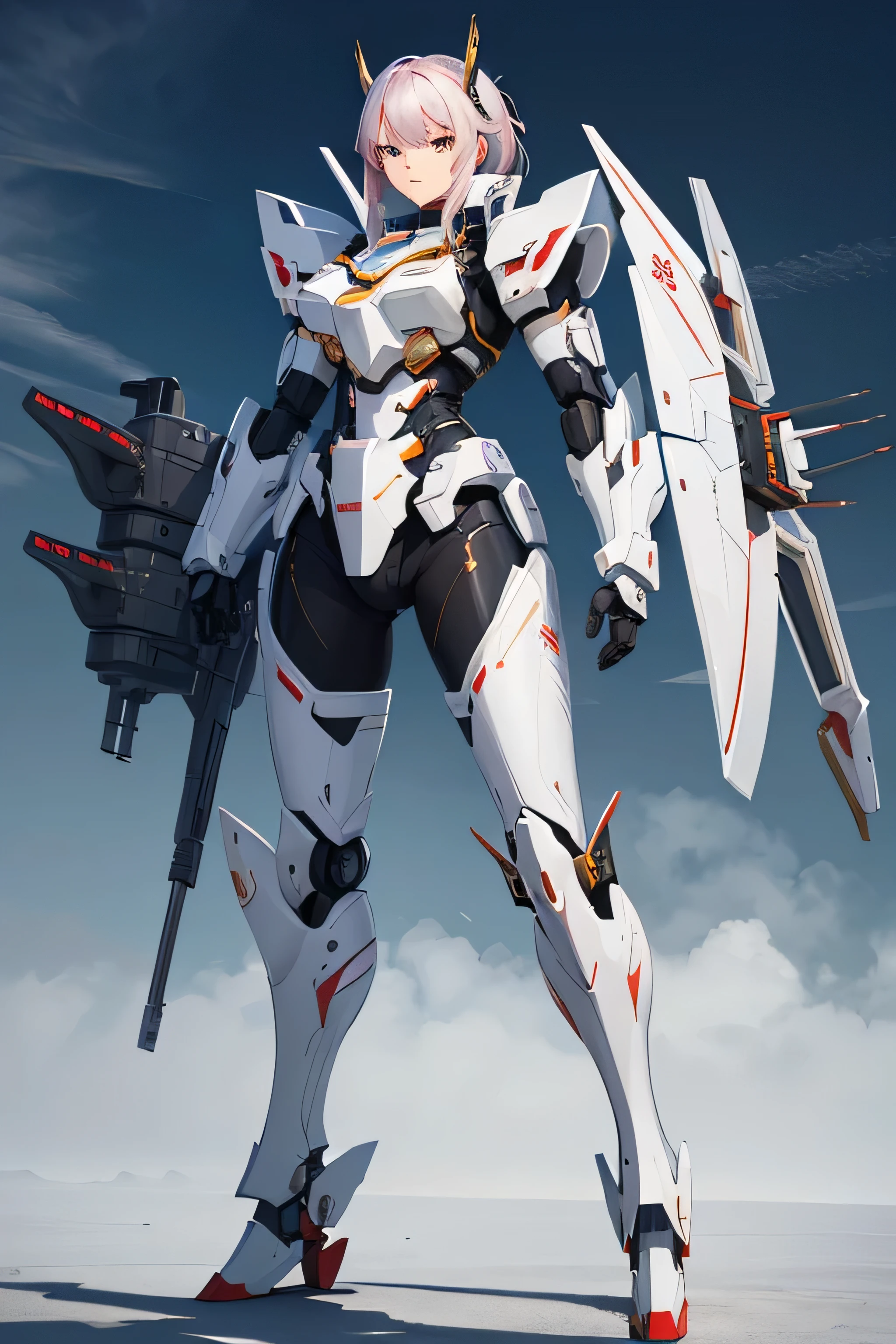 8k,HD,female warrior,Basic characteristics of ships,Mecha style,Succinct,Handsome,domineering,Chinese style,The turret is mounted on the mecha,low collar,The back side of an airplane wing acts as an airfoil,Mainly blue
