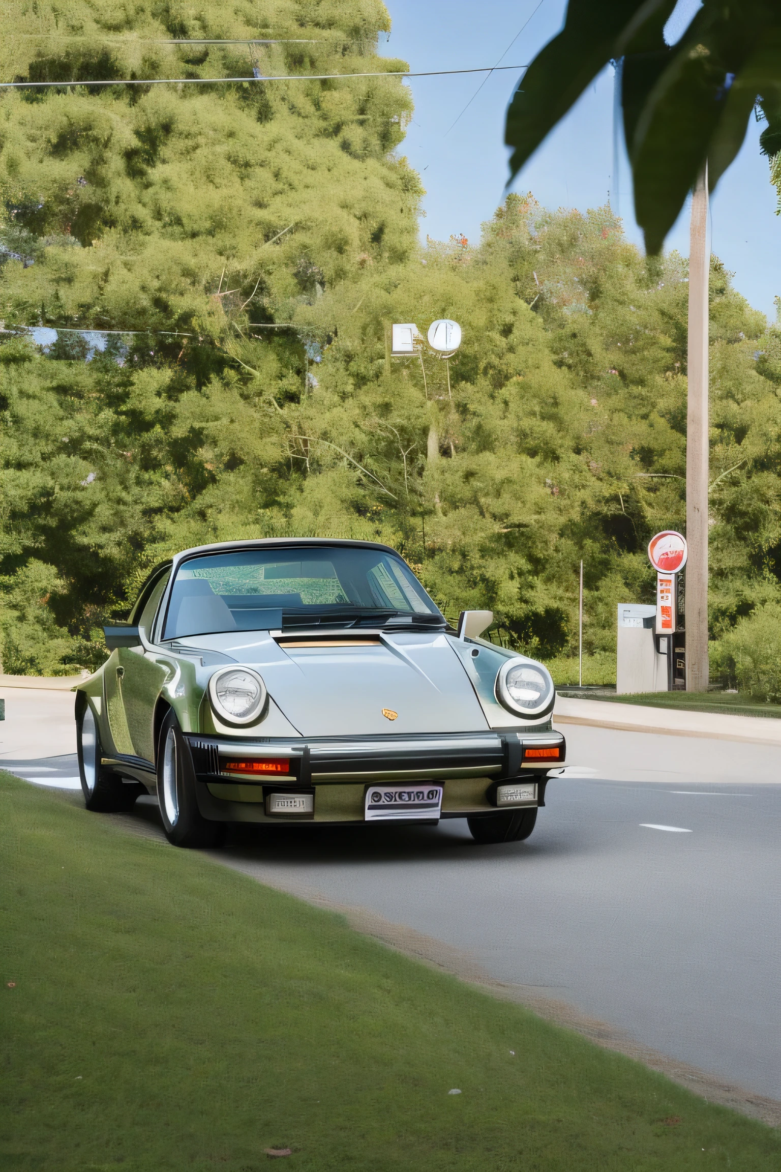 there is a car that is parked on the side of the road, 1974 porsche 911, porsche 9 1 1, porsche 911, porche, porsche, front on, front shot, 1 9 7 9, 1979, photographed, 1/1250s at f/2.8, full frontal shot