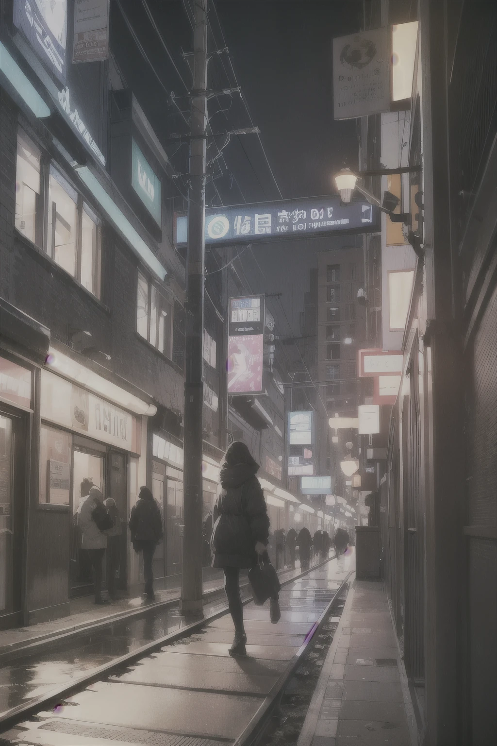 Grafiti, Train, night city, girl