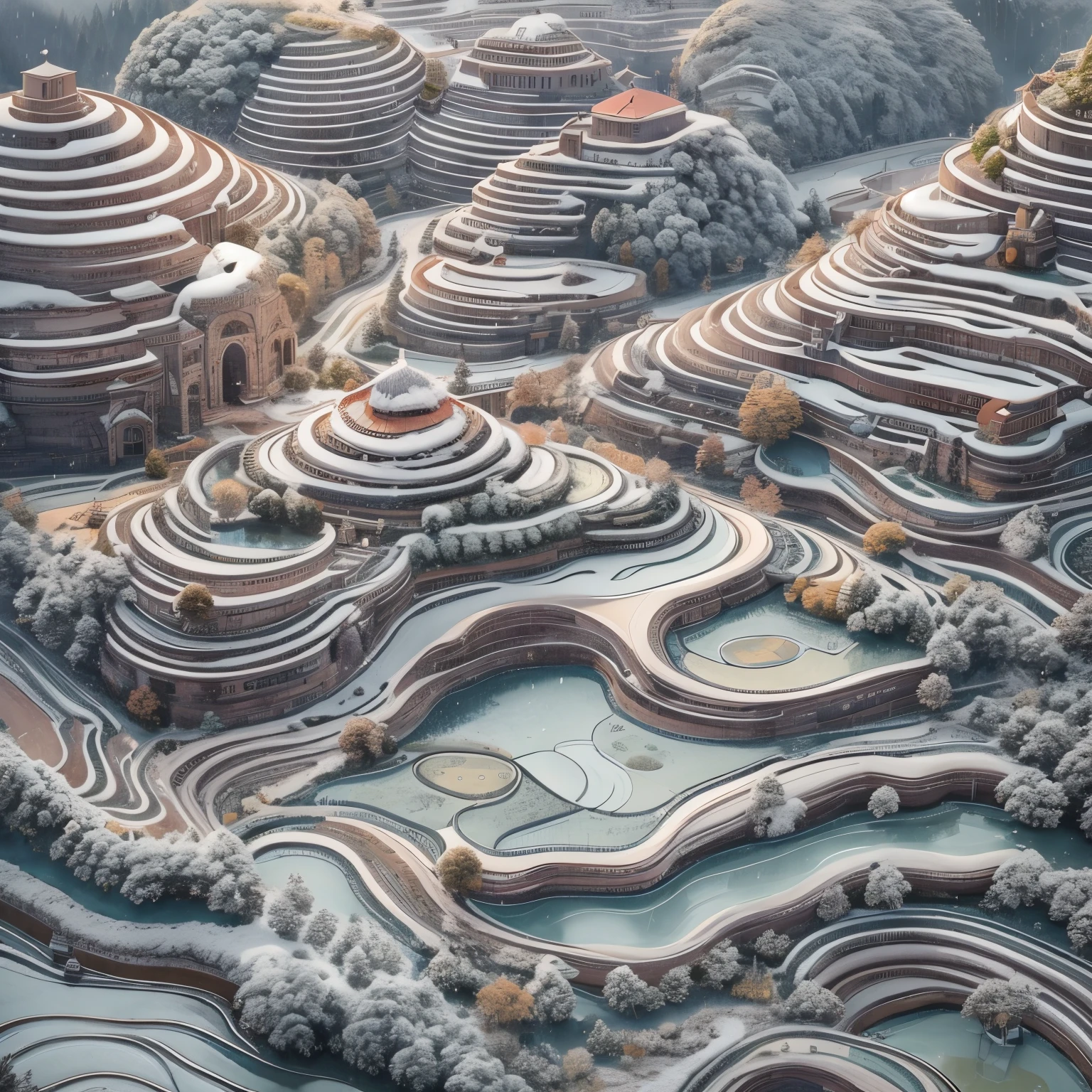 (La best quality,high resolution,super detailed,actual),knitted rice fields，in the snow，（（A masterpiece full of fantasy elements）））， （（best quality））， （（intricate details））（8k）