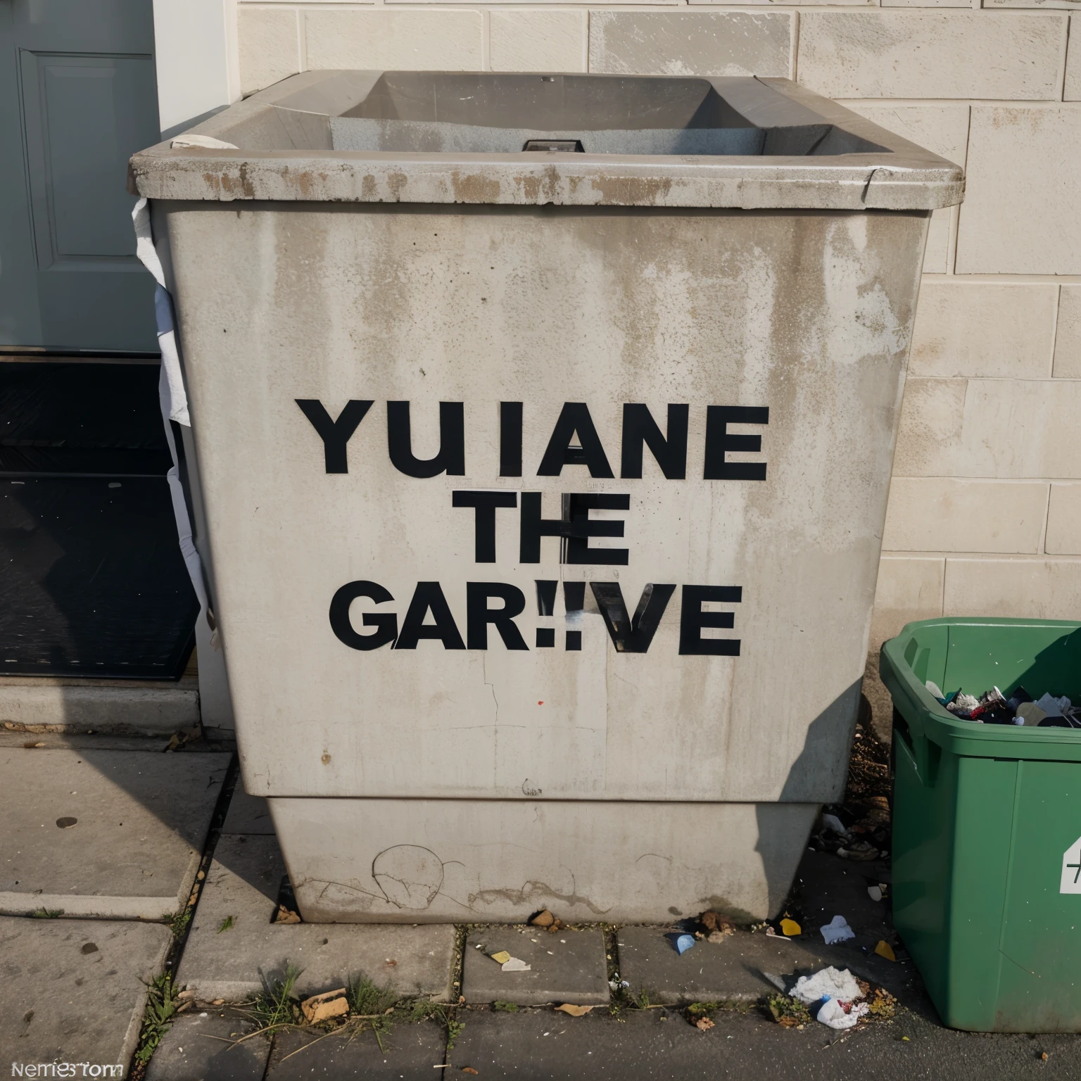 Create a signage about  throw your garbage properly " without using words