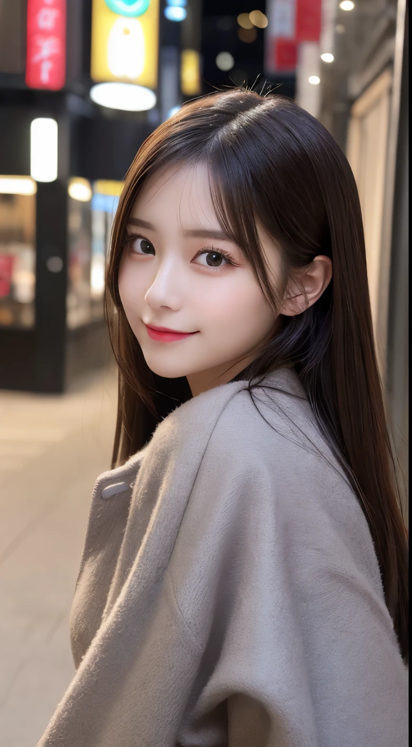 table top, highest quality, shape, Super detailed, finely, High resolution, 8k wallpaper, 完璧なダイナミックな構shape, beautiful and detailed eyes, Gorgeous and stylish black fluffy latest trend Tokyo winter clothes,ランダムなcute髪,small breasts,natural color lip, bold sexy pose,smile、20 year old girl、cute、sexy shot looking at camera,Always blur the background,perfect and beautiful face,Take only the face,beautiful and detailed face、slim face and style,Big eyes、do gal makeup,real photos、luxury brand mink coat