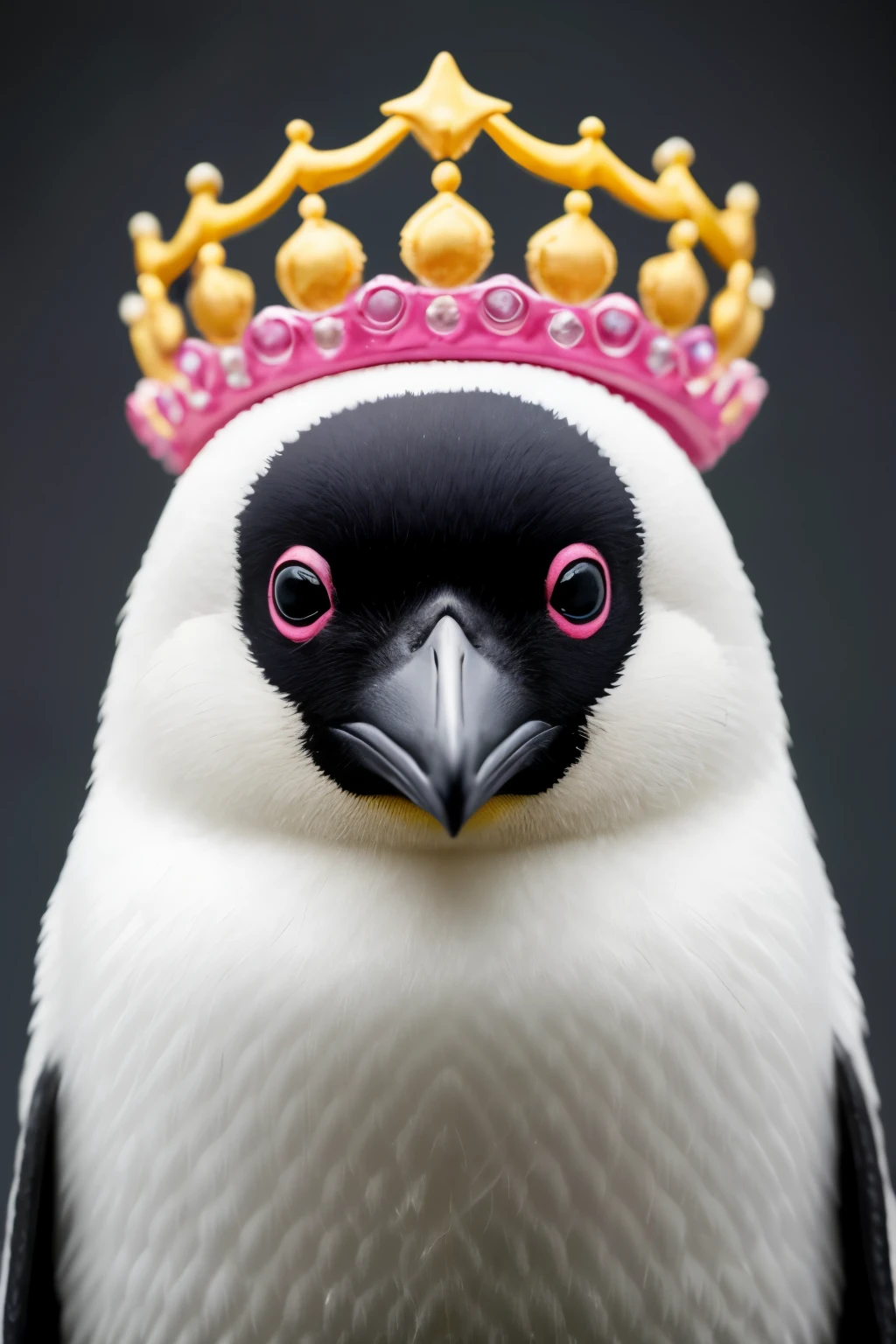 RAW photo in sequence, uma imagem de um pinguim servindo como rainha, ((head detail and small pink choir)), pinguim, 4k, image finalization, culinosa, funny, carinhoso,
Imagine a RAW image sequence of a penguin serving as a queen, (detailed head and small pink crown), penguin, 4k, upscaled, cute, adorable,
This series of RAW images depicts a penguin, dressed as a queen, with a small pink crown adorning its head, captured in 4k