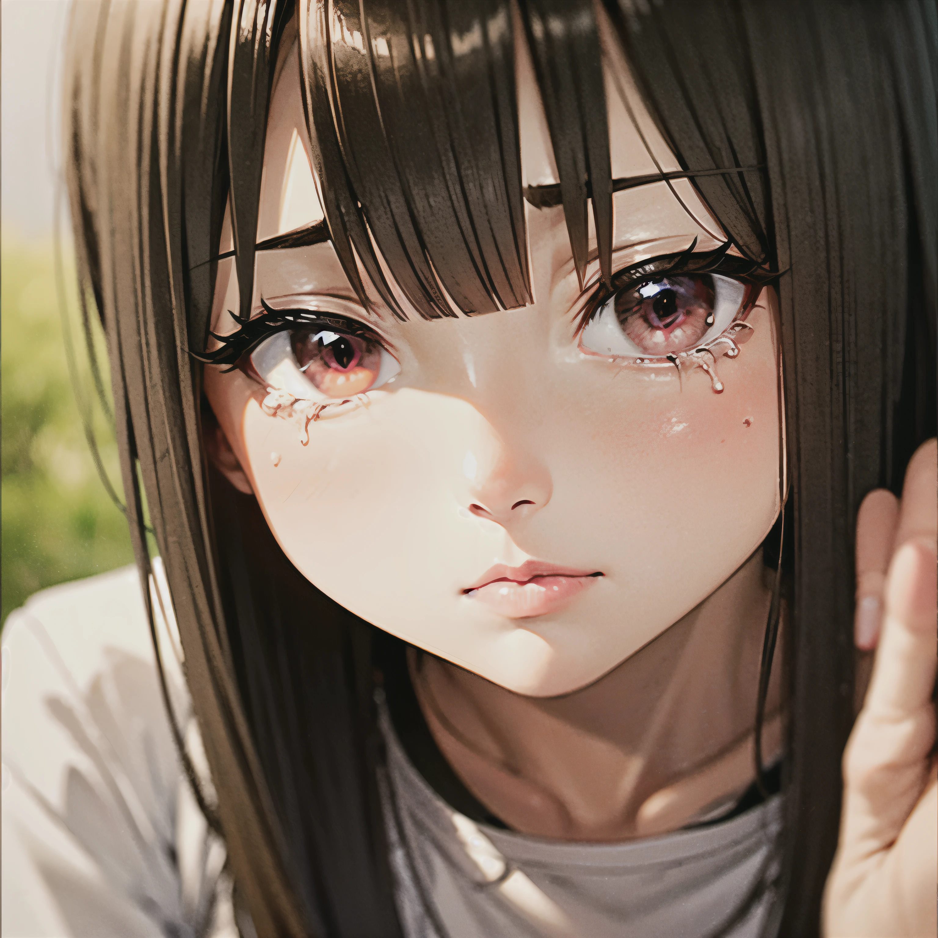 Lonely man、No expression、red eyes、tears、sad、crazy、it hurts、juvenile