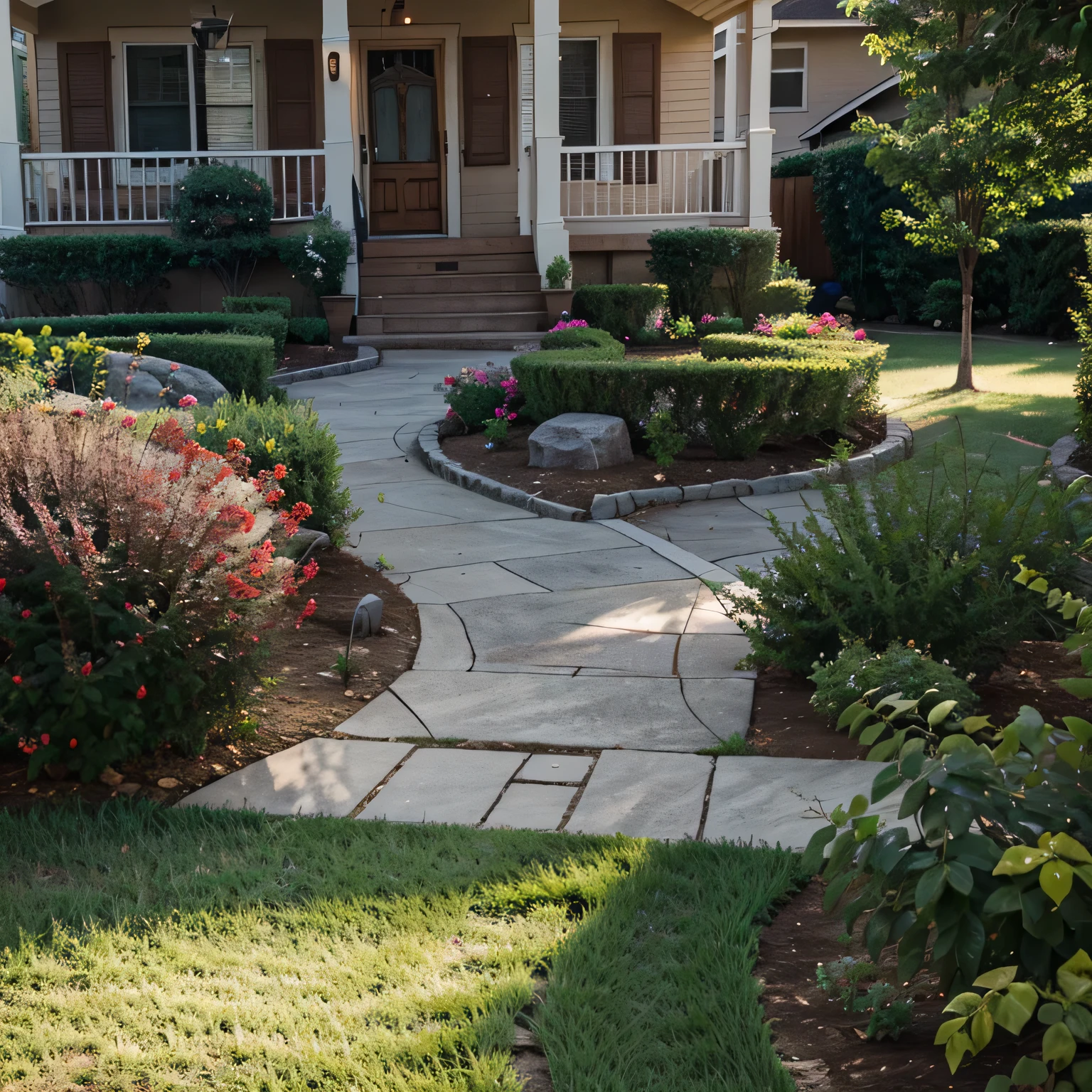 front yard with landscaping garden footage of decorative edging being installed