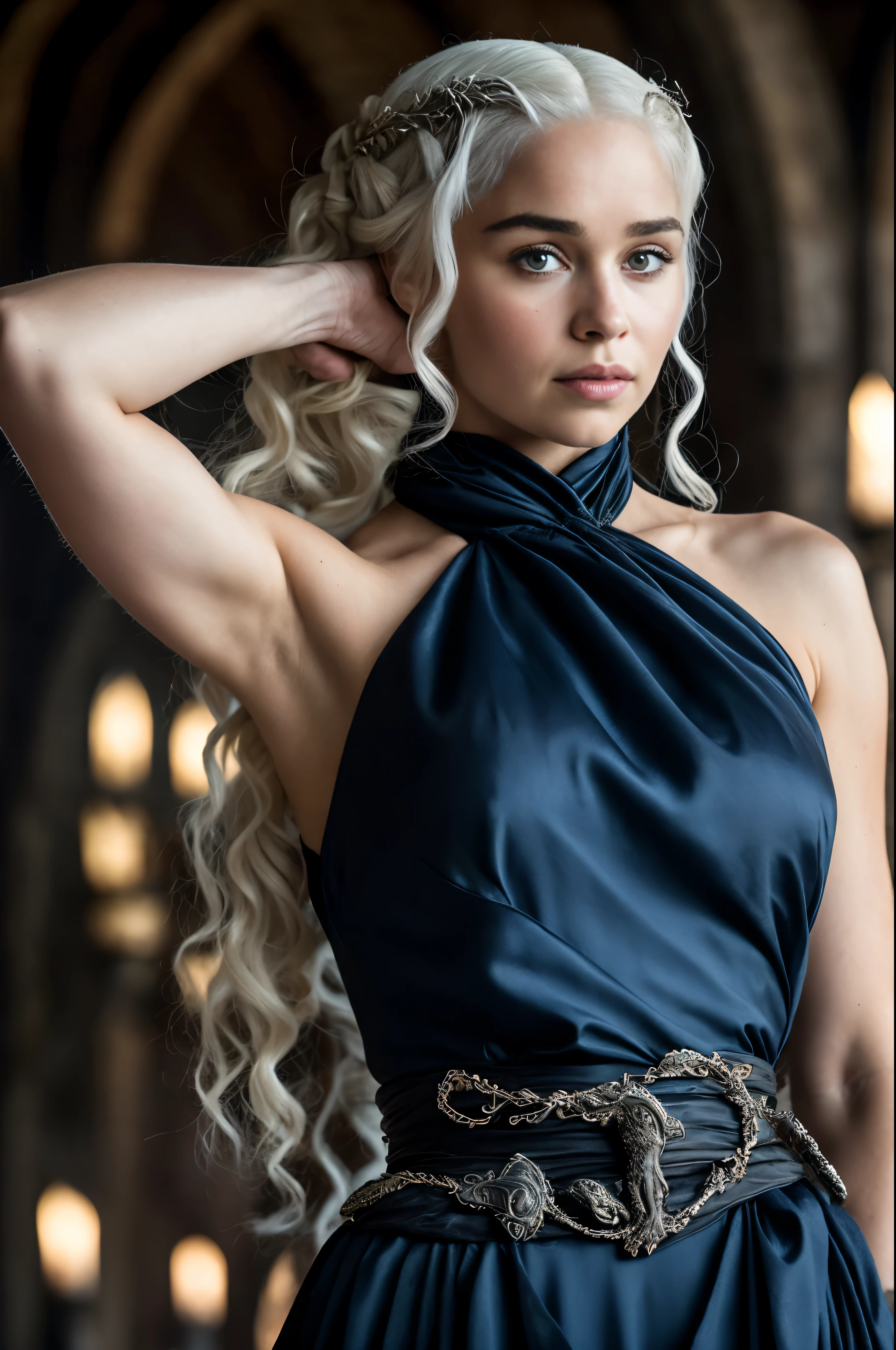 Royal Satin dress, Perfect eyes, flawless Beauty, pierced eyes, Masterpiece, Daenerys Targaryen, Gorgeous woman, queen, Queen Lady, Princess of Dragonstone, black mole on breast, The Unburnt, Queen of Meereen, Queen of the Andals, the Rhoynar and the First Men (claimant), Protector of the Seven Kingdoms (claimant), Khaleesi of the Great Grass Sea, Breaker of Shackles, Mother of Dragons, The One Who Was Promised, Lady of Dragonstone , 45 years Old, she is a Full growned lady now, beautiful mature lady, the queen, milf beauty, mature queen, Best quality, a small, charming Beauty, a captivating woman, fully ripen milf body, lustful queen, alluring appearance, unrivaled beauty, wonderful breasts, large breasts, mediaeval erotic costumes, a Game of Thrones-inspired costume, a close-up of a woman from the middle ages, Daenerys Targaryen, Daenerys, resembles Emilia Clarke, Emilia Clarke, scene from "Game of Throne," deep cleavage, warrior princess, healthy body, perfect thick body, attractive figure, fleshy body, style of "Game of Throne," beautiful lady, beautiful woman, mediaeval clothes, stunning woman, 8K, insane details, dress made of clothes and jewelry, perfect hair, styled hair, high clarity eyes, perfect hands, perfect fingers, perfect eyes