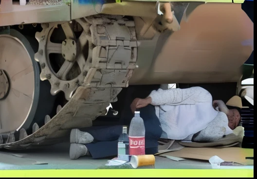 man run over by tank