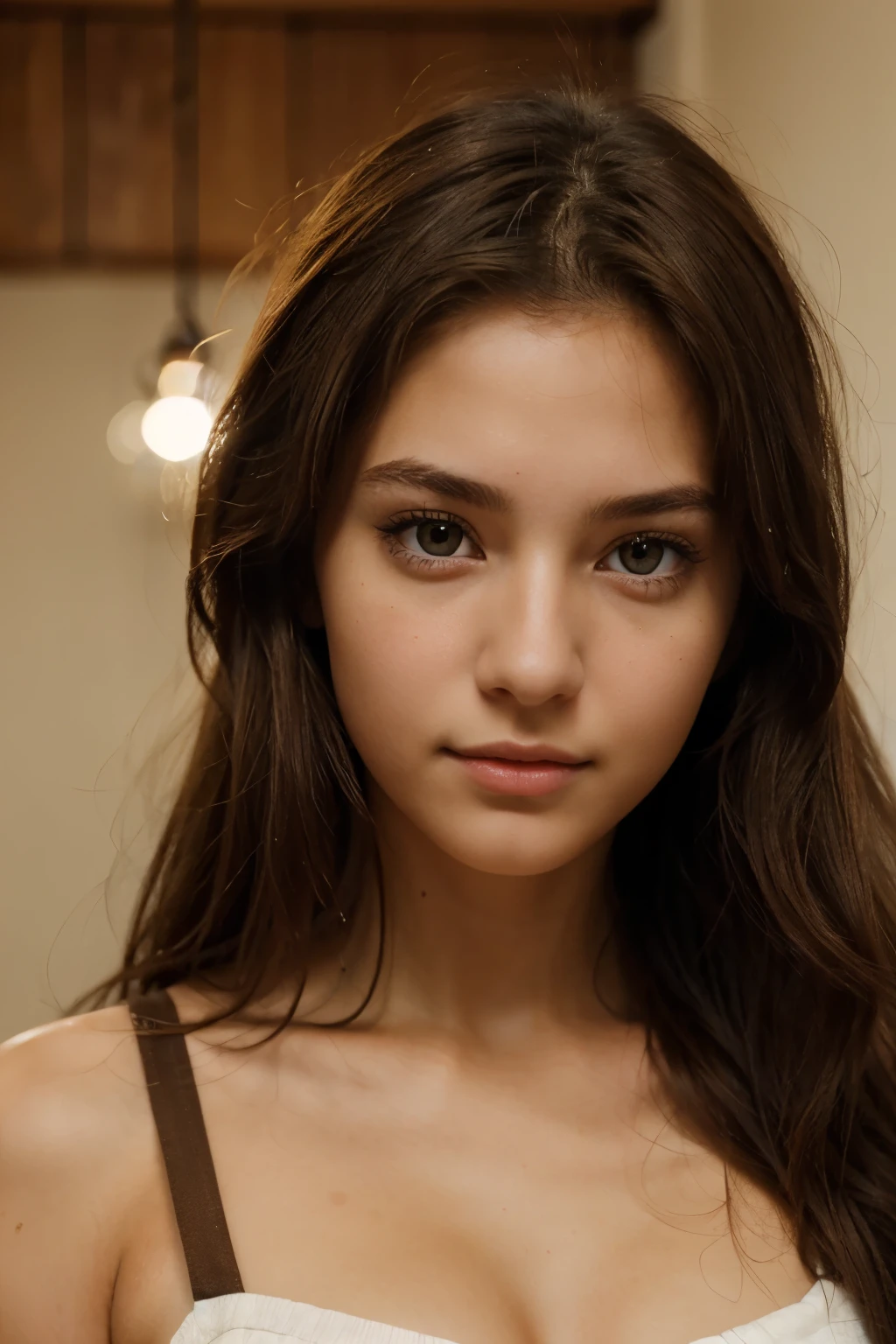 create a pic of 20 yrs old girl very very beautiful with light brown eyes a random pic look like a natural and realstic