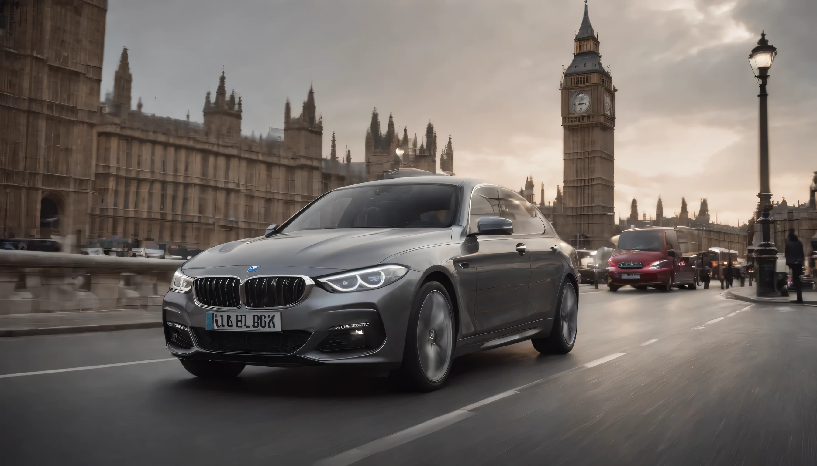 (Highly detailed CG Unity 8k wallpaper、masterpiece、highest quality、Super detailed)、(best lighting、best shadow、very delicate and beautiful)、highest quality、8k、Detailed facial depiction、masterpiece、highest quality、clear image quality、
photo of cars running in london。