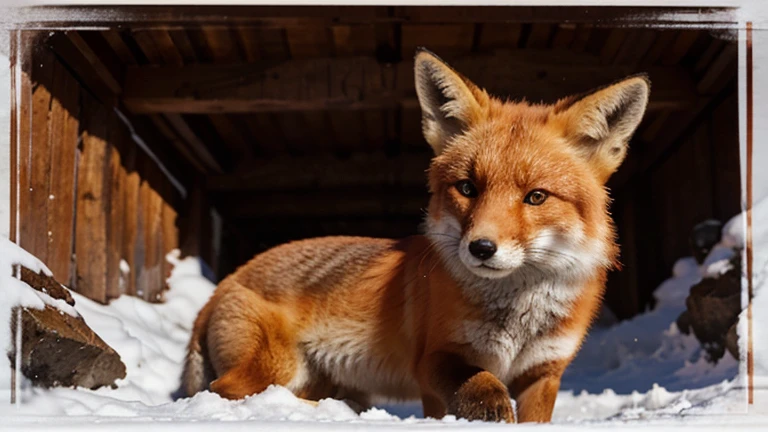 Create a picture of a red fox, avec une fourrure rouge vif et une queue en panache.