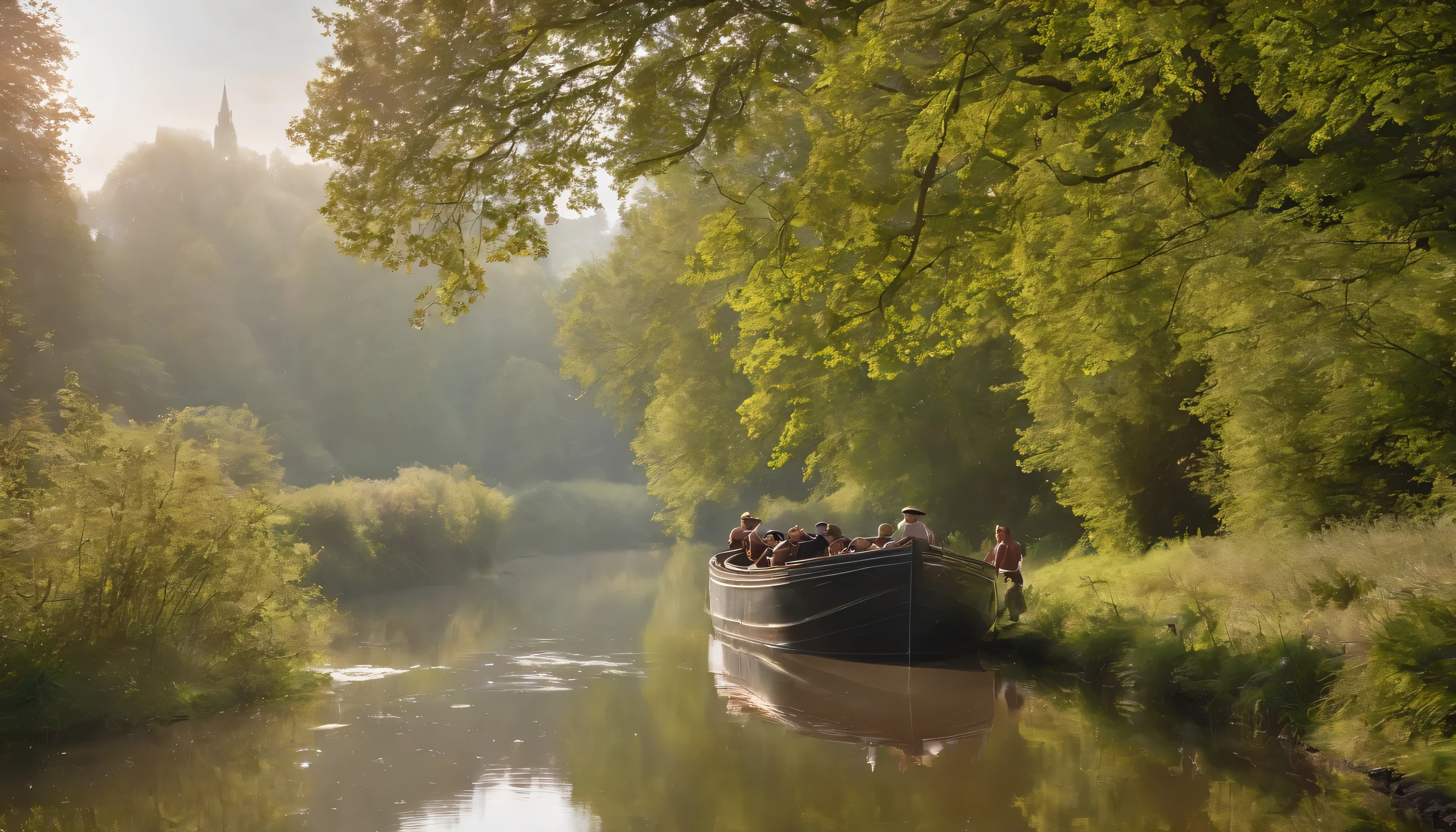 (Highly detailed CG Unity 8k wallpaper、masterpiece、highest quality、Super detailed)、(best lighting、best shadow、very delicate and beautiful)、highest quality、8k、Detailed facial depiction、masterpiece、highest quality、clear image quality、
A photo of the scenery along the UK taken from the train window'rivers and canals.。