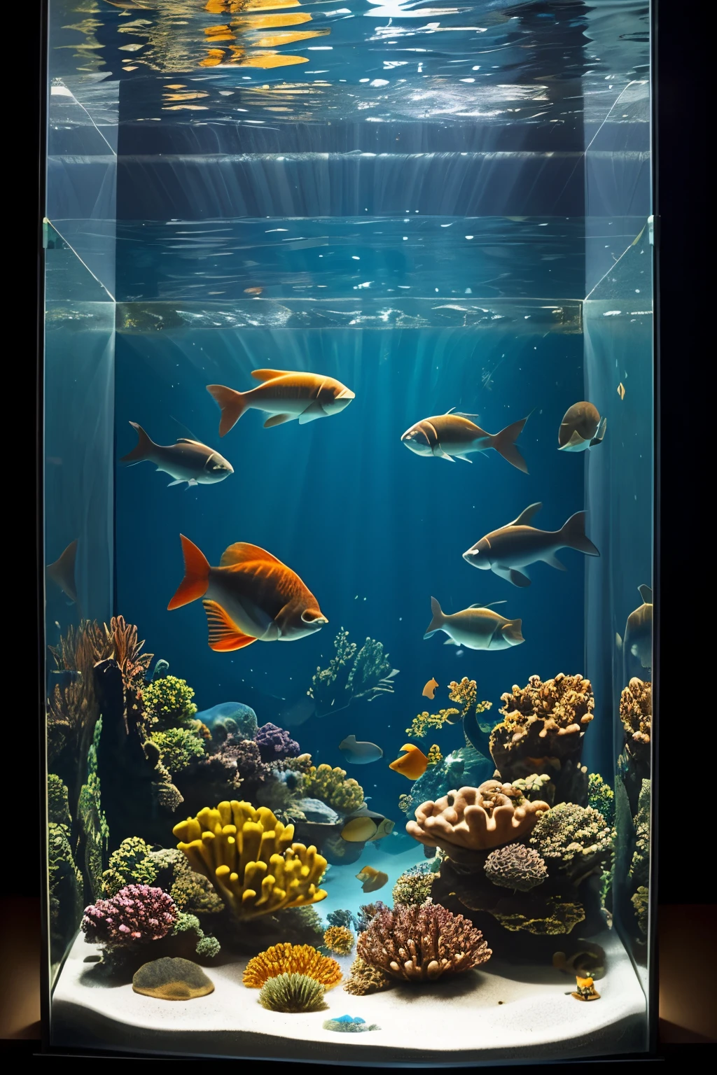 In a cozy corner of a sunlit room, a 's curiosity is piqued as they kneel beside a fish tank, their eyes wide with wonder and amazement at the vibrant aquatic life swimming gracefully within. The gentle gurgle of water fills the air, and the sun bathes the scene in a warm, natural light, creating a perfect ambiance for discovery. Suddenly, the unbelievable happens — the fish begin to communicate, their melodic voices carrying through the water with a mesmerizing cadence. The listens intently, their expression a mix of delight and disbelief as they witness this magical connection between themselves and the aquatic creatures. This enchanting moment