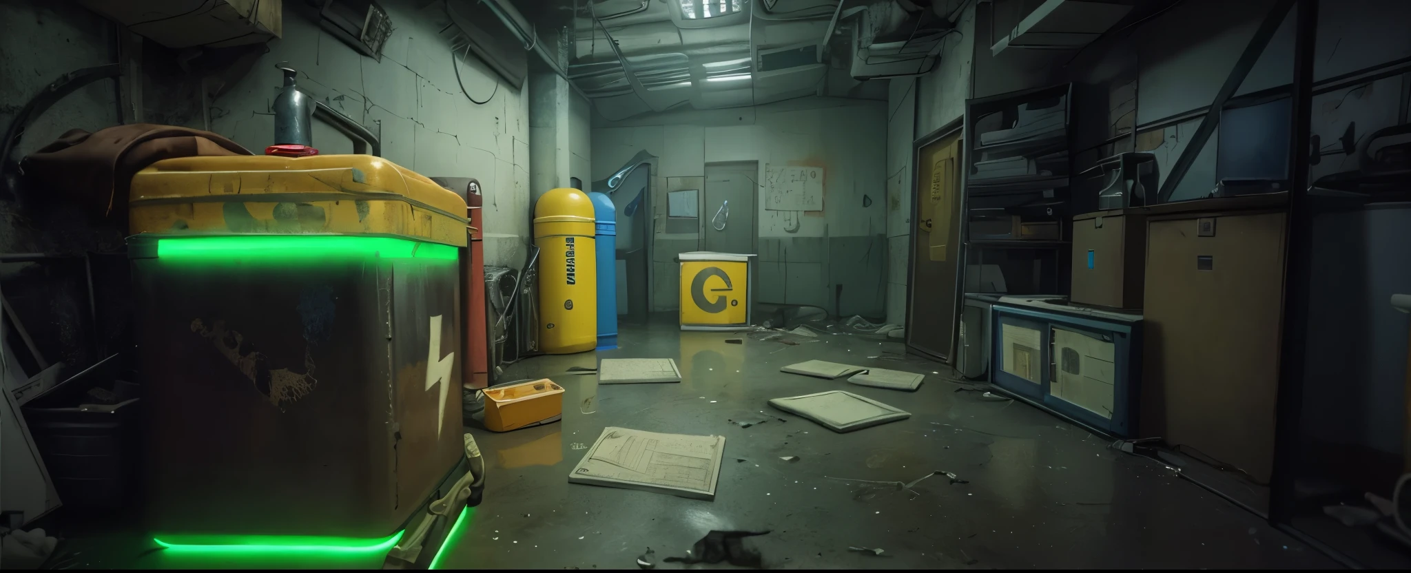 there is a horror school corridor, 3d cartoon, unreal engine. retro film still, backrooms abandoned mall, cyberpunk basement, unreal octane render, hyperealistic octane render, game cg, hdr render in unreal engine 5, realistic cinema 4 d render, fallout environment, made in unreal engine 4, made in unreal engine, post apocalyptic room interior, most beautiful vfx, blue background, chrome metal refractions, rim light, high resolution, realistic, 4k, realistic, vivid colours