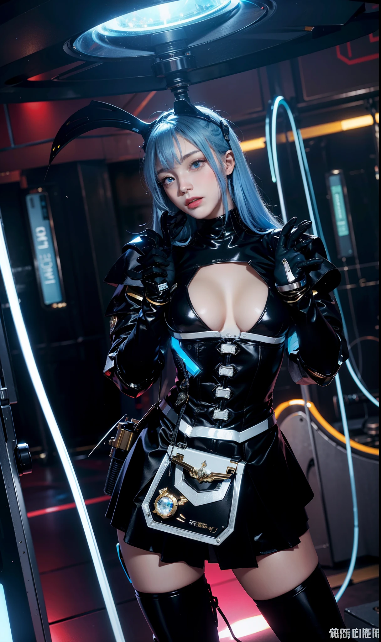 best quality,gold jewelry,fairy skin,(every time :1.2),Everlasting,super detailed,actual,high quality,light,Ray tracing,ultra high definition,Upper body, Future Iron Man mecha,shooting,Battery,Launching equipment,large caliber artillery,Rostland 8K,Mecha Cyber Armor Girl,Wearing a cyberpunk stamina helmet,Wearing a glowing space helmet,High-tech motorcycle helmet,With breathing light,The armor of the future shines,Armed electromagnetic gun,Mecha style,blue hair,mechanical gloves