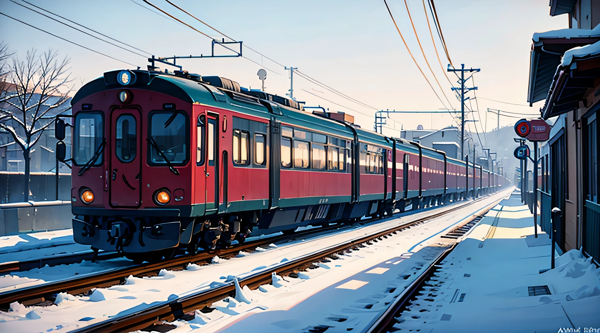 railway，winter，that&#39;It&#39;s snowing，Near cities,Paris,
