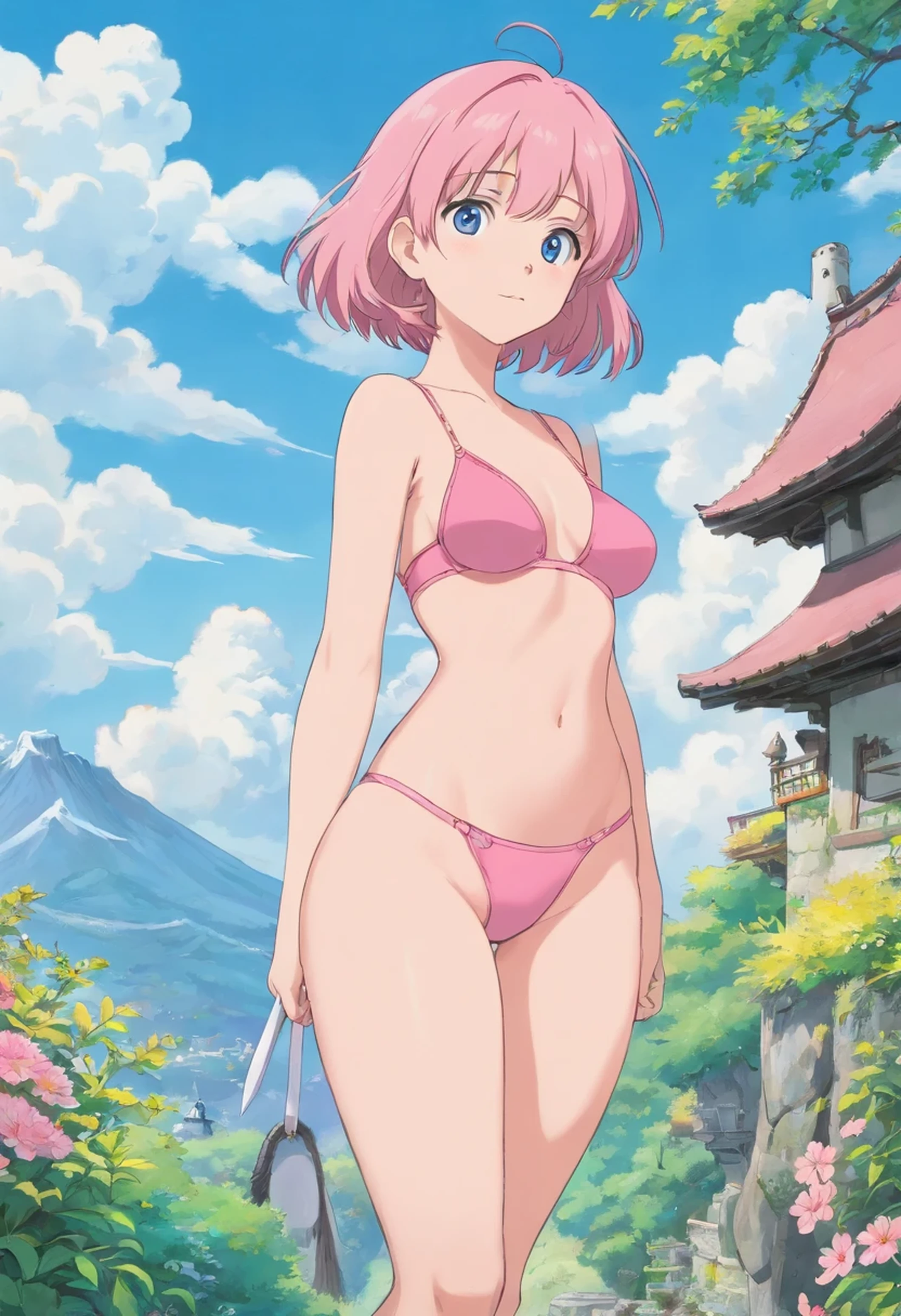 gravure　undergarment　pink there　bob　blue-sky　Mare