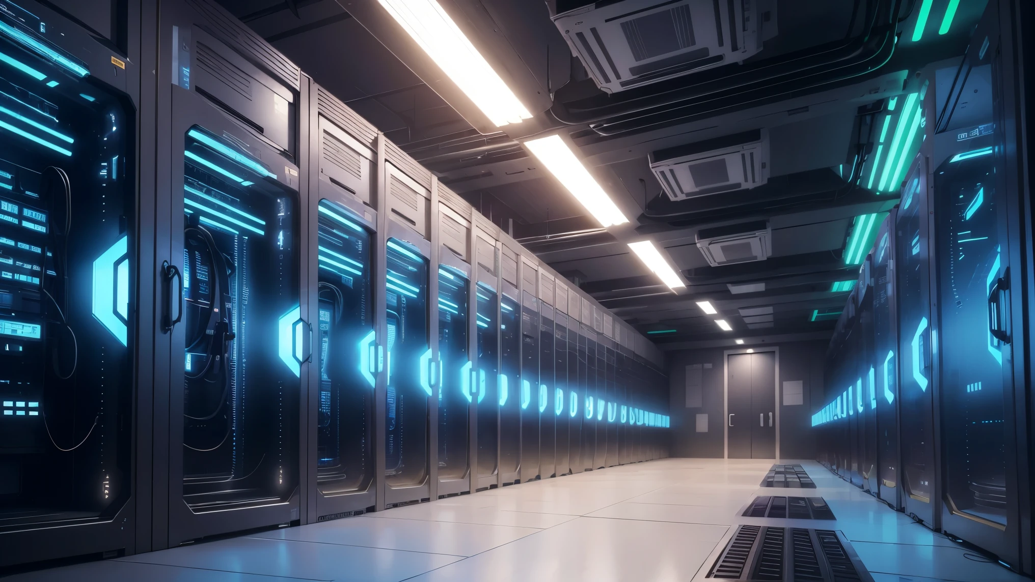 IT center,server room,lots of servers,cyber atmosphere