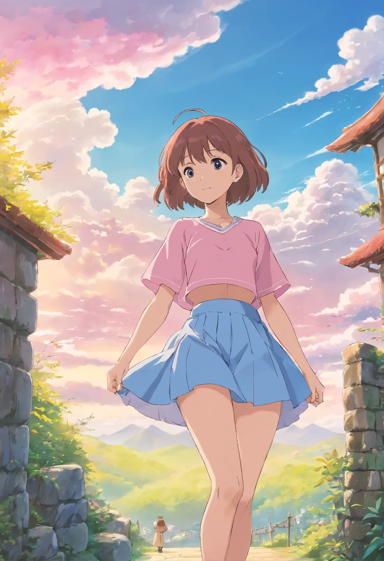 gravure　undergarment　pink there　bob　blue-sky　Mare  skirt 