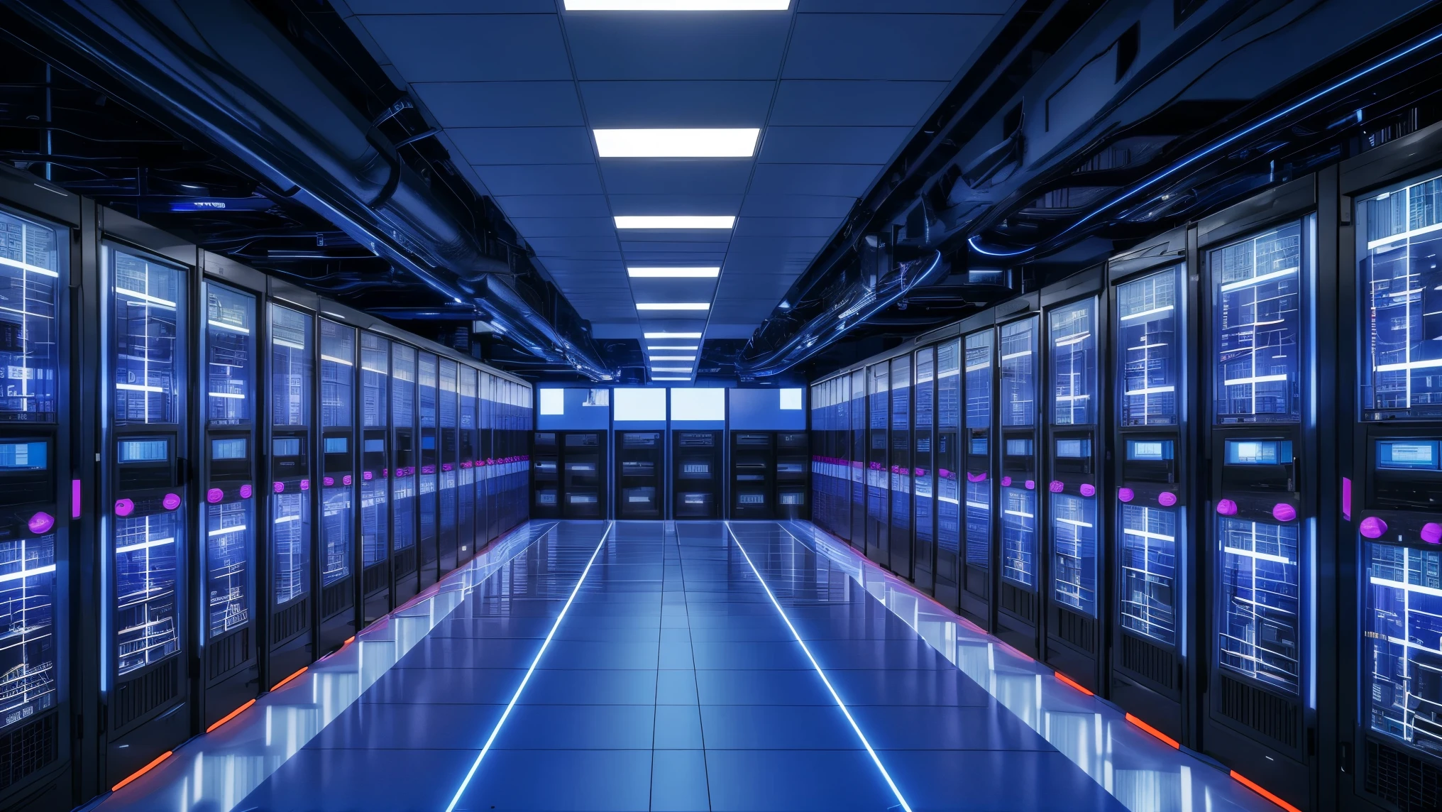 IT center,server room,lots of servers,cyber atmosphere