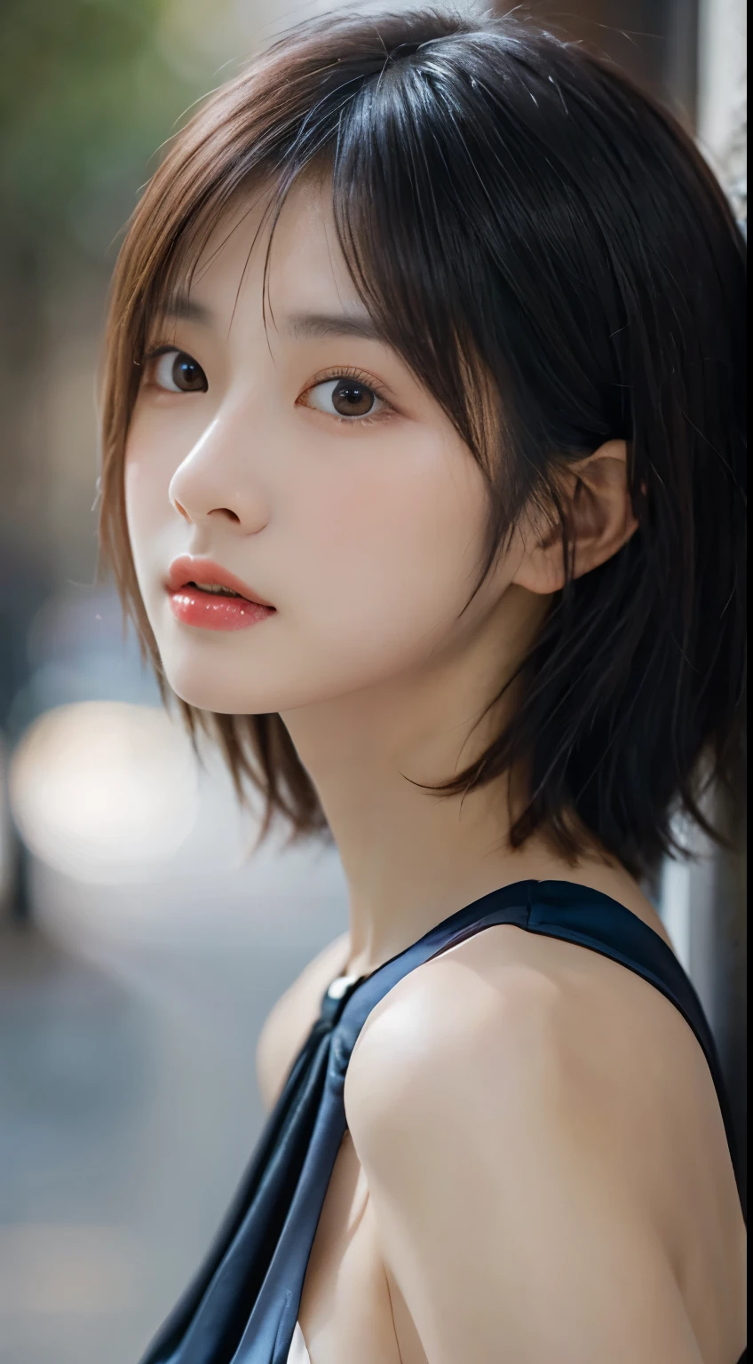 (1 Japan actresses), (forward:1.5), think back, (very detailed美しい顔), wonderful face and naughty eyes, (highest quality:1.4), (super detailed), (very detailed CG 統合 8k 壁紙), very detailed,unusual angle、professional photography, realistic portrait, wonderful face and eyes, (silk camisole:1.5), Depth of the bounds written, ,short hair,