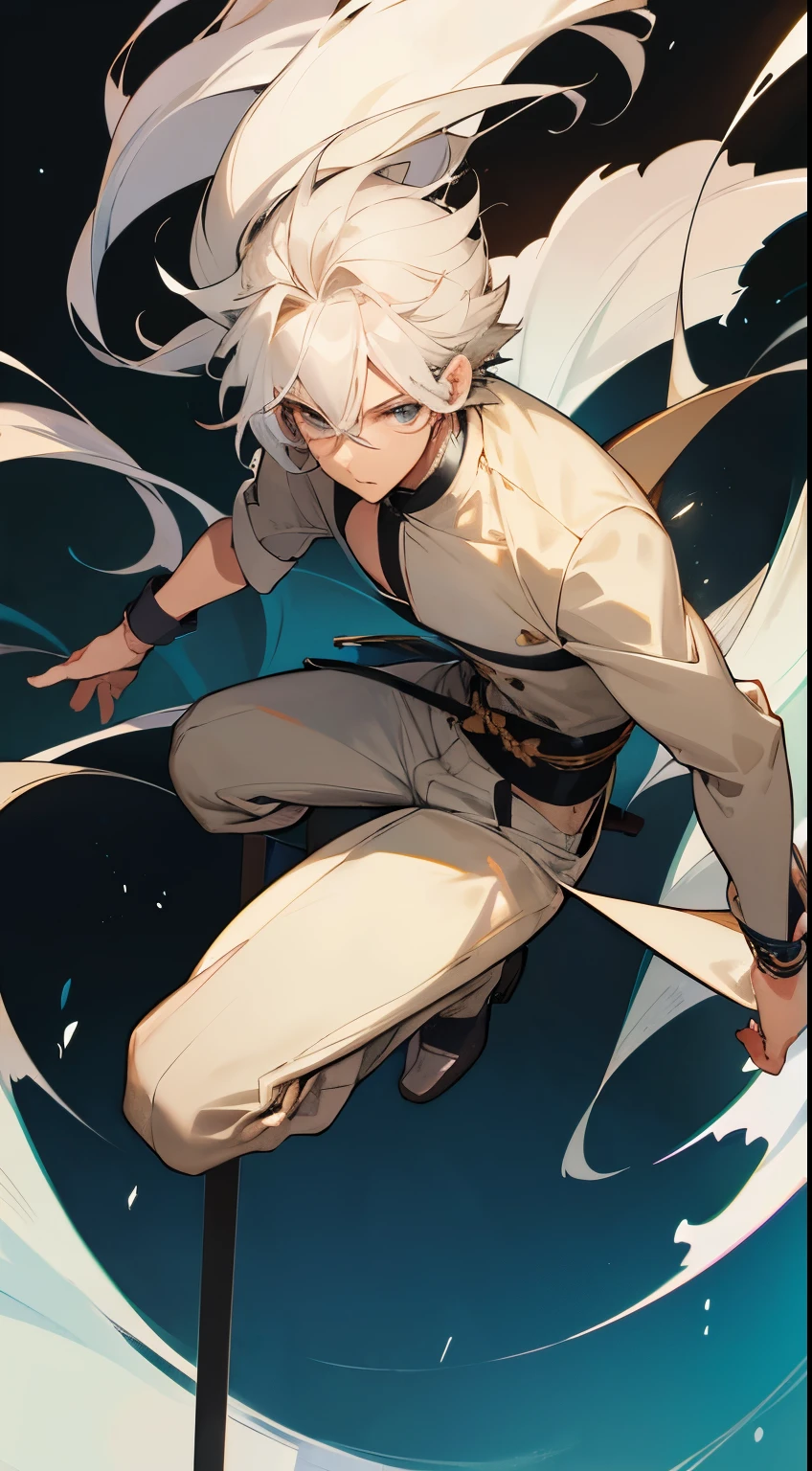 Handsome pose, anime handsome guy, young anime man, uncultivated々Right, male anime characters, key anime visuals, tall anime guy,white hair,tobacco