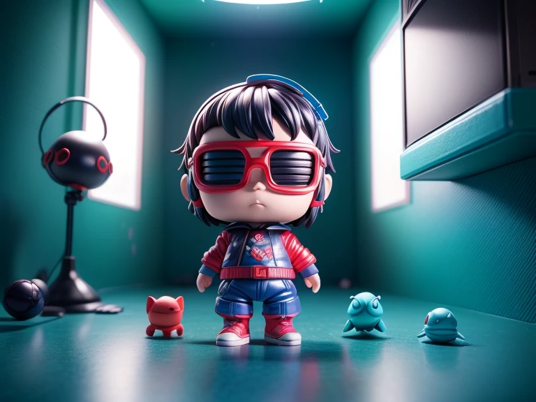 (Blind box toy style:1.2), (full-body shot) , (1 cute boy)((alone)) turtle man，cyberpunk style, dreamy light, clean background,red and blue style，(round base） ( global illumination, Ray tracing, high dynamic range, Unreal rendering,Reasonable design, high detail, masterpiece, best quality, Ultra high quality, light)