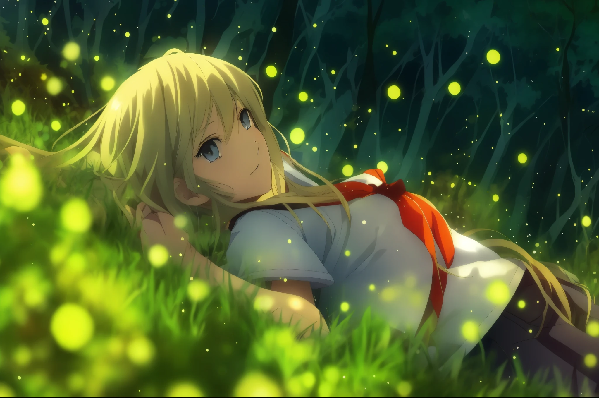 anime girl laying in the grass with vagalumes in the background, fundo de anime, cozy night vagalumes, vagalumes around, hd papel de parede de anime, Anime Lush John 8K Madeiras, papel de parede de anime, vagalumes!!, vagalumes, papel de parede de anime hd, nightcore, estilo anime 4k, Papel de parede de anime HD, anime desktop background, fundo de filme de anime