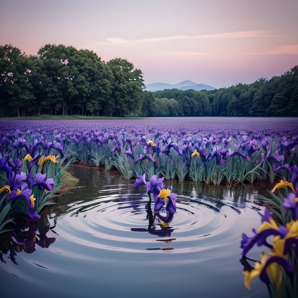 (there are no humans), (A masterpiece of landscape painting with a blue theme), (A waterside where clumps of (smooth rainbow:1.3) growing up), (blue sky), (big ripples in the middle:1.4), break (more detailed), disorganized, 8k, Hmm, Rin々A bright and colorful world, deep い is written in the depth of the world, amazingly fine touch, taken with a movie camera