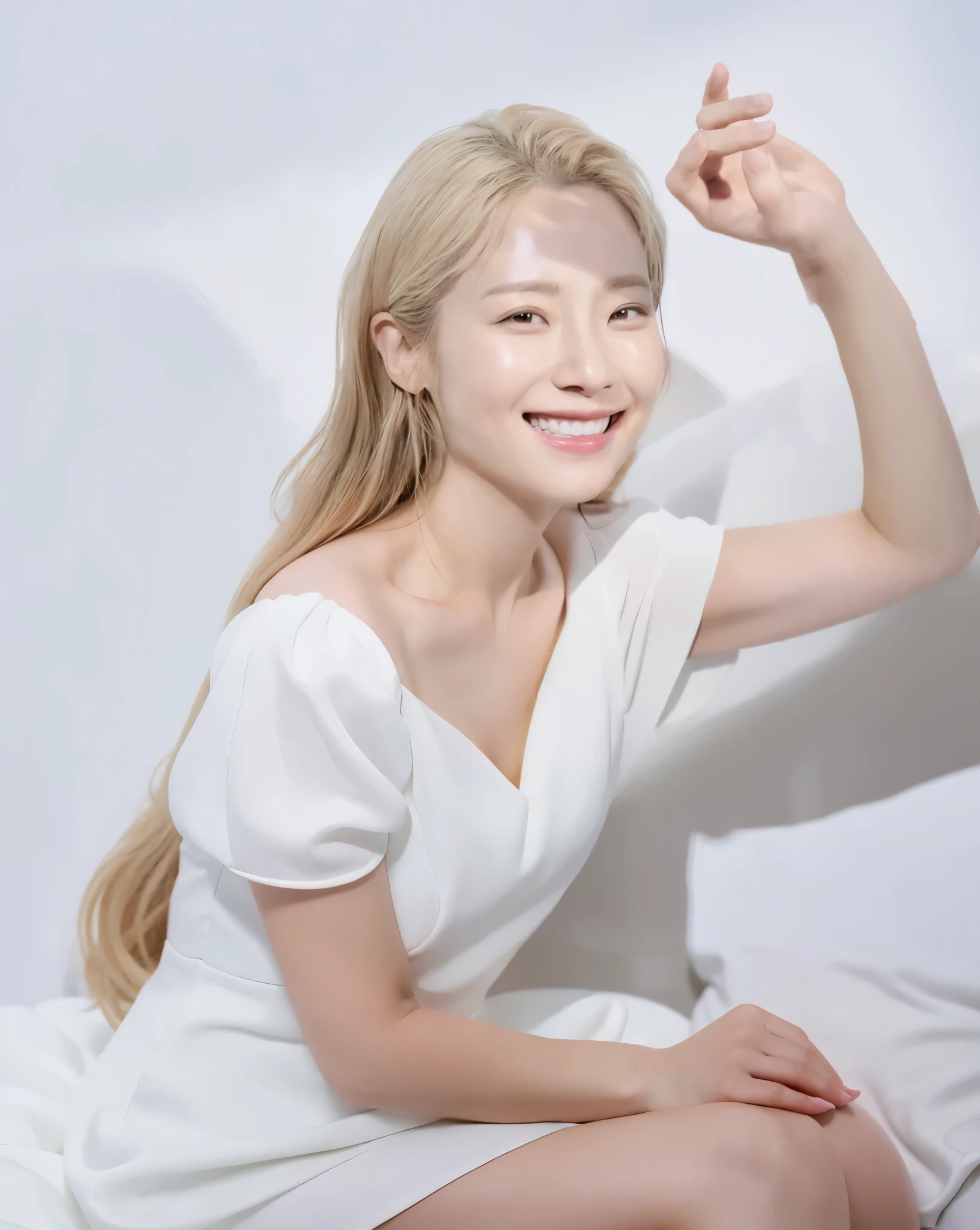 (In reality, high resolution:1.3, masterpiece, 8K, best quality, ultra detailed, studio shoot, photo realistic:1.4, photography ), white dress