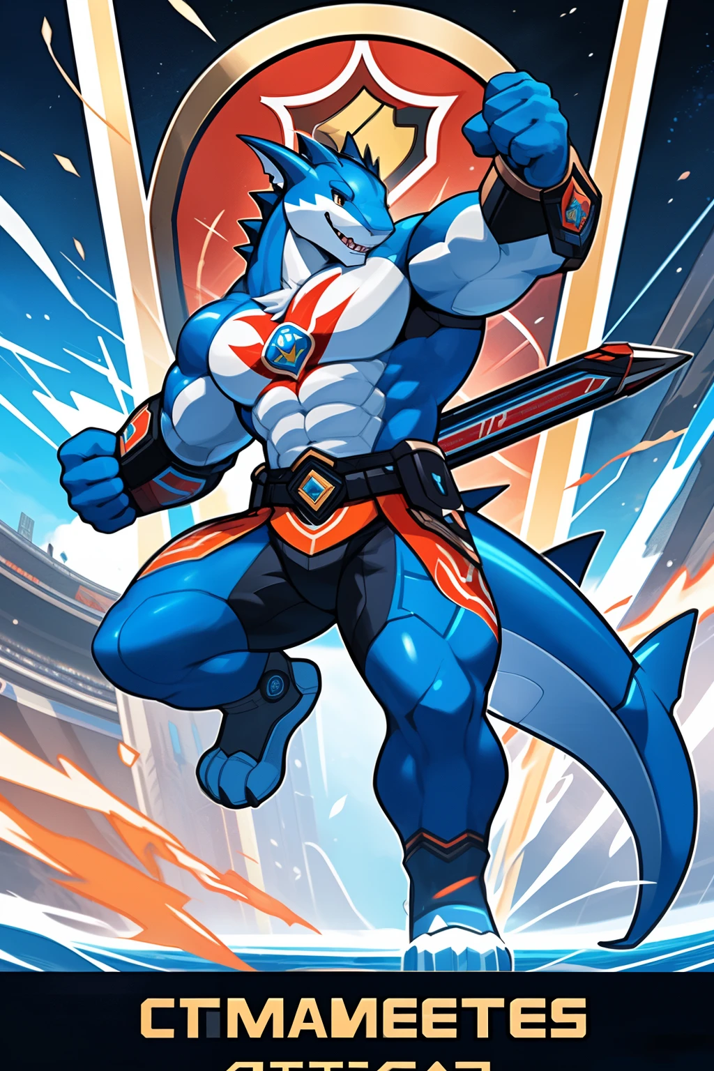 In the heart of an exhilarating game scene, the TITANS' emblem dominates, emblazoned with vibrant colors that leap off the screen. The shield shape is intricately designed, with a relief and notch adding depth and dimension. The graphic elements coalesce harmoniously, creating a sense of cohesion that strengthens the impact of the bold typography.

At the center of this stellar design, a fierce shark mascot bares its teeth, its eyes gleaming with determination and spirit. The mascot's sleek body, expertly rendered with precise shading, feels poised for action. The name TITANS, proudly displayed above the