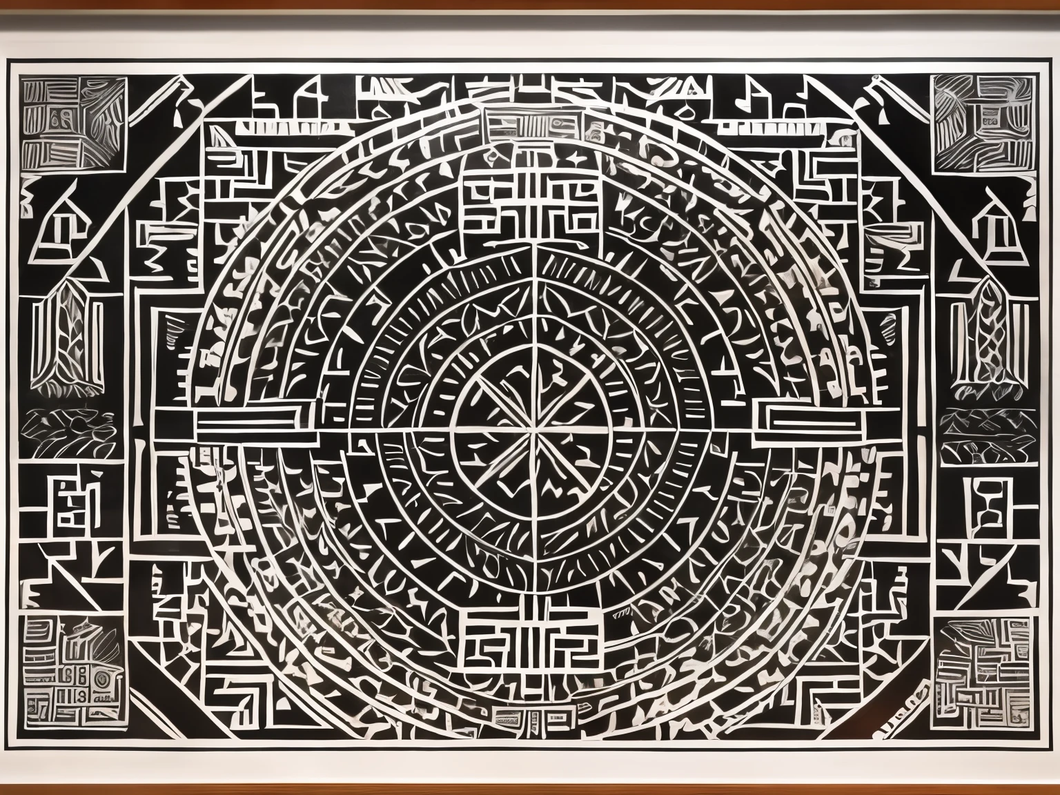 un gros plan d'un dessin noir et blanc d' Polynesian style tiki, japonais Illustrations aux détails complexes, motifs tribaux artistiques, art tribal, ornement maori, Art maori, finely detailed engravings, finely detailed markings, aboriginal engraving, Detailed drawing, painting of intricate details, intricate detail of oil painting'encre, high - complex - detail, stunning intricate details
