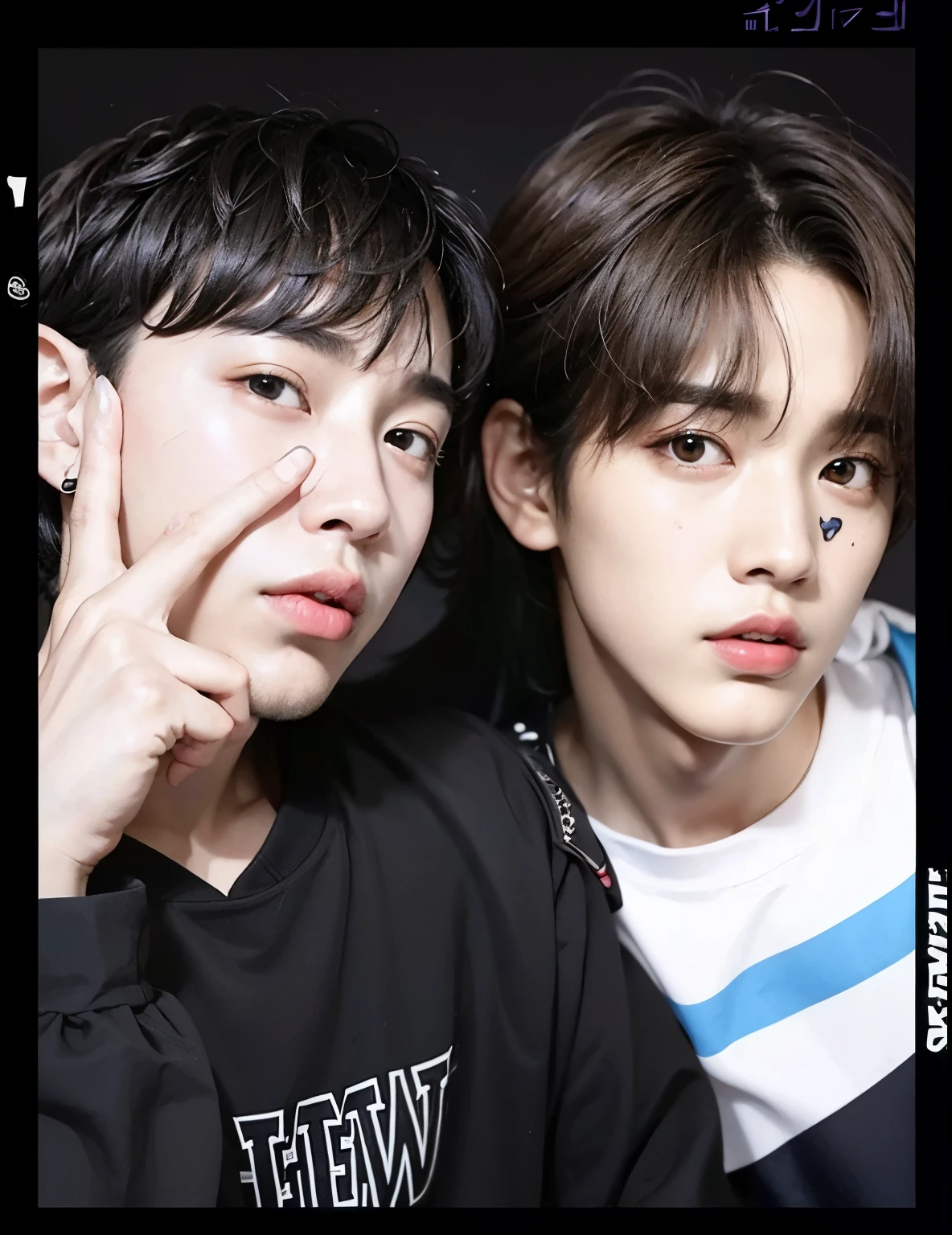 dois jovens posando para uma foto em preto e branco, garotos fofos, nixeu e sakimichan, Cai Xukun, inspirado em Kun Can, very aesthetic!!!!!!, & Jeehyung Lee & uau, Jinyoung Shin, Jinyoung Shin aesthetic, Sakimichan e Frank Franzzeta, ❤🔥🍄🌪, Kim Doyoung