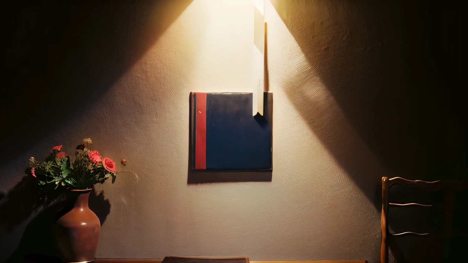 (8k, masterpiece，best quality), Super detailed, beautiful details, lifelike, There is a real book on the table in the middle of the picture，There is a bookmark arrow-shaped decoration in the upper right corner of the book,surrounded by flowers and plants，coffee，seat，（outdoor），((Mexican primitive tribal architecture))，Soft lights and sunlight，shadow，High grade gray sand，Award-winning,  Material Design, There is a gradient, (Mondrian style)，depth of field，16:9
