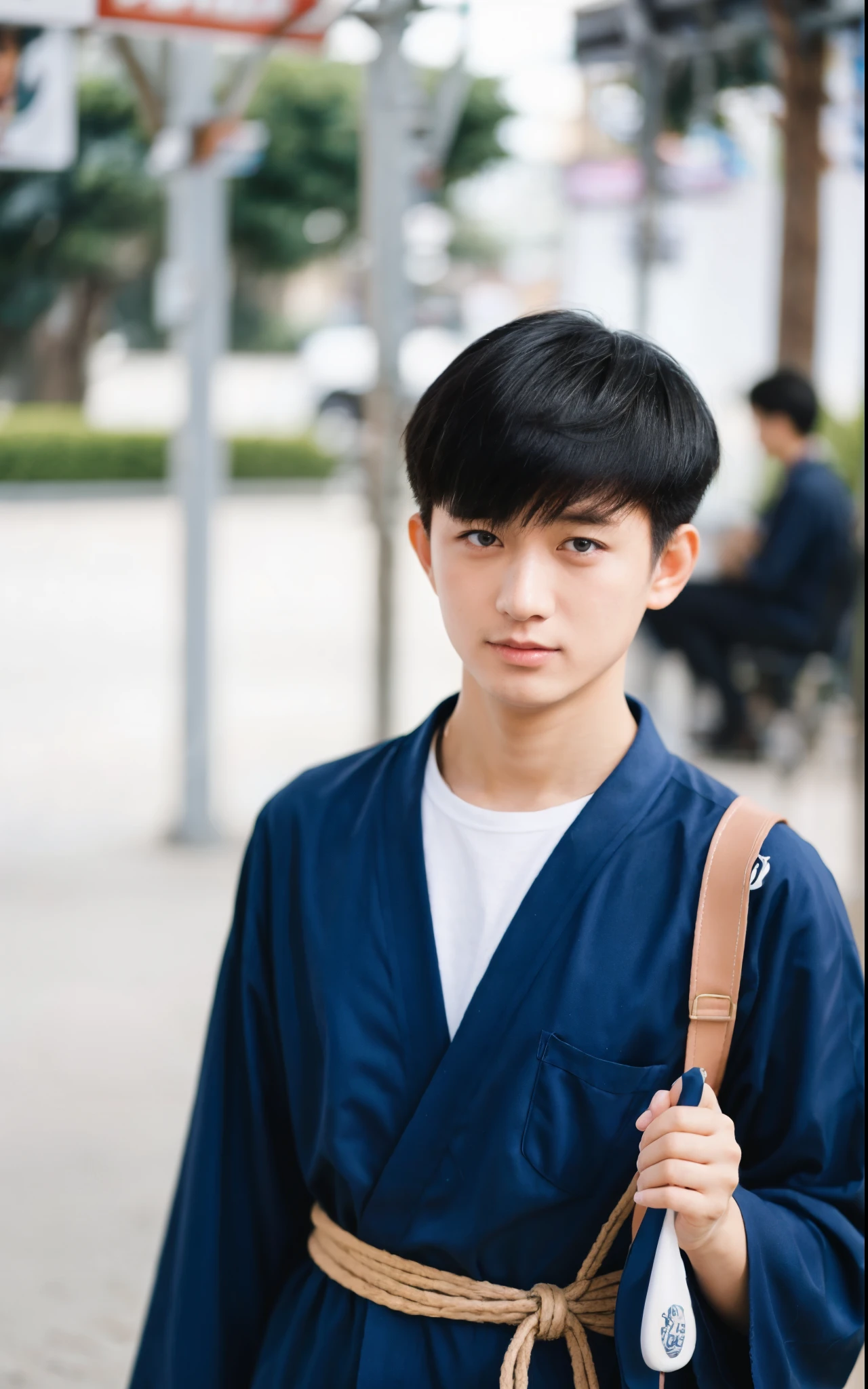 Good looking Japan person with black hair, Good looking boy in a blue kimono, Good looking boy walking in an amusement park, Good looking boy with short black hair, Photorealistic anime boy rendering, Real Life Anime Boy, Realistic young anime boys, Charming anime boys, realistic anime 3 d style, photorealistic anime, Cool realistic portrait, 3 d anime realistic, Hyper realistic anime, With black hair, With short hair