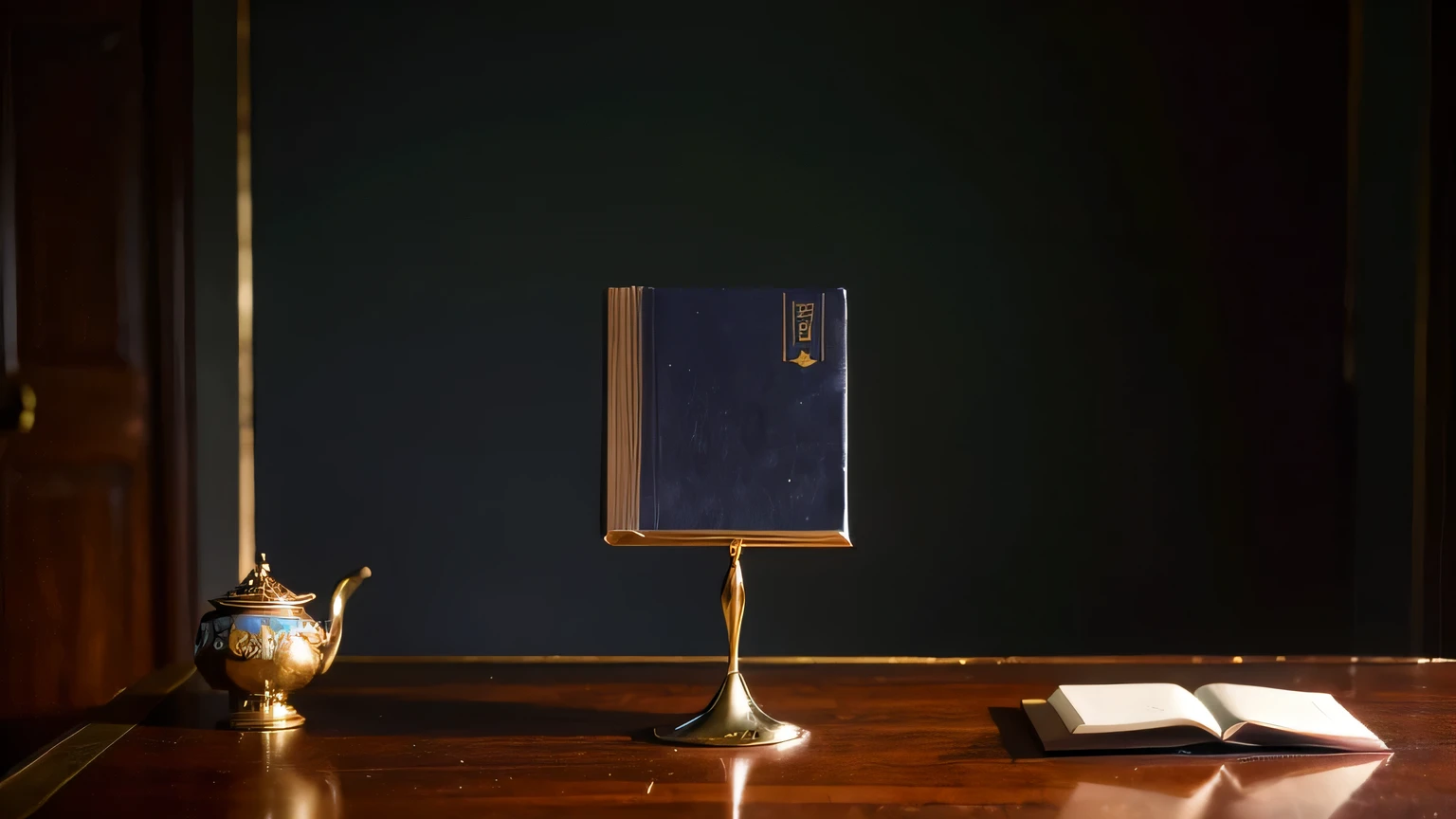 (8k, masterpiece，best quality), Super detailed, beautiful details, lifelike, There is a real book on the table in the middle of the picture，There is a bookmark arrow-shaped decoration in the upper right corner of the book,surrounded by flowers and plants，coffee，sofa，european castle，Soft lights and sunlight，shadow，High grade gray sand，Award-winning,  Material Design, There is a gradient, European royal style，layered texture，depth of field，16:9
