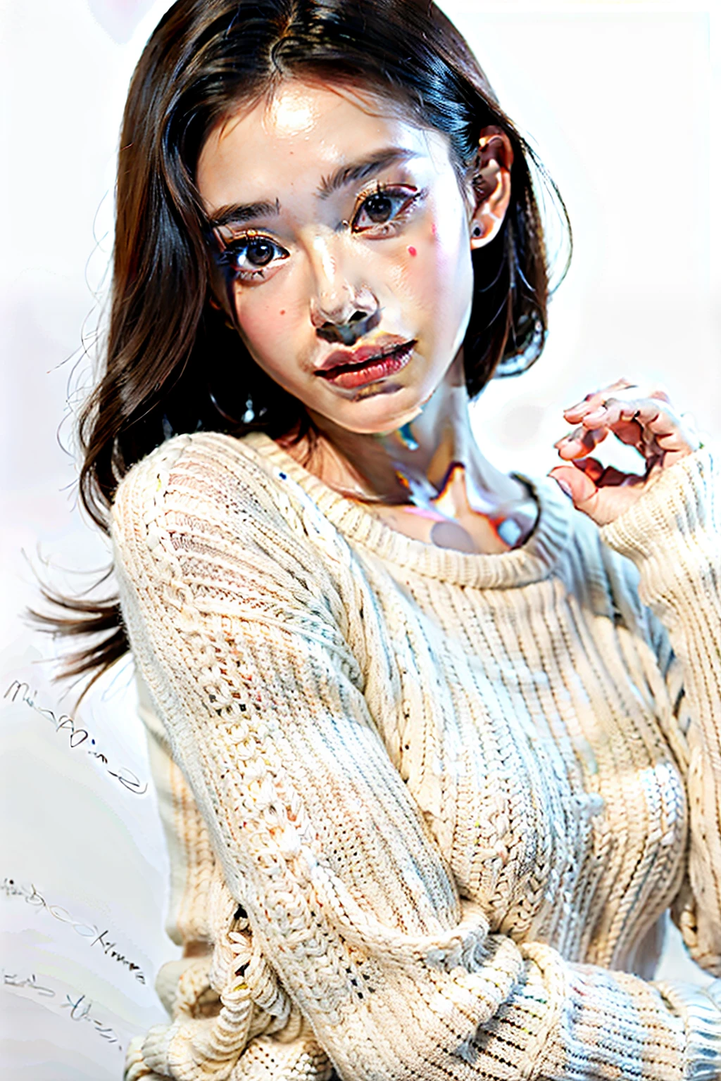 1 girl,sweater,White background,