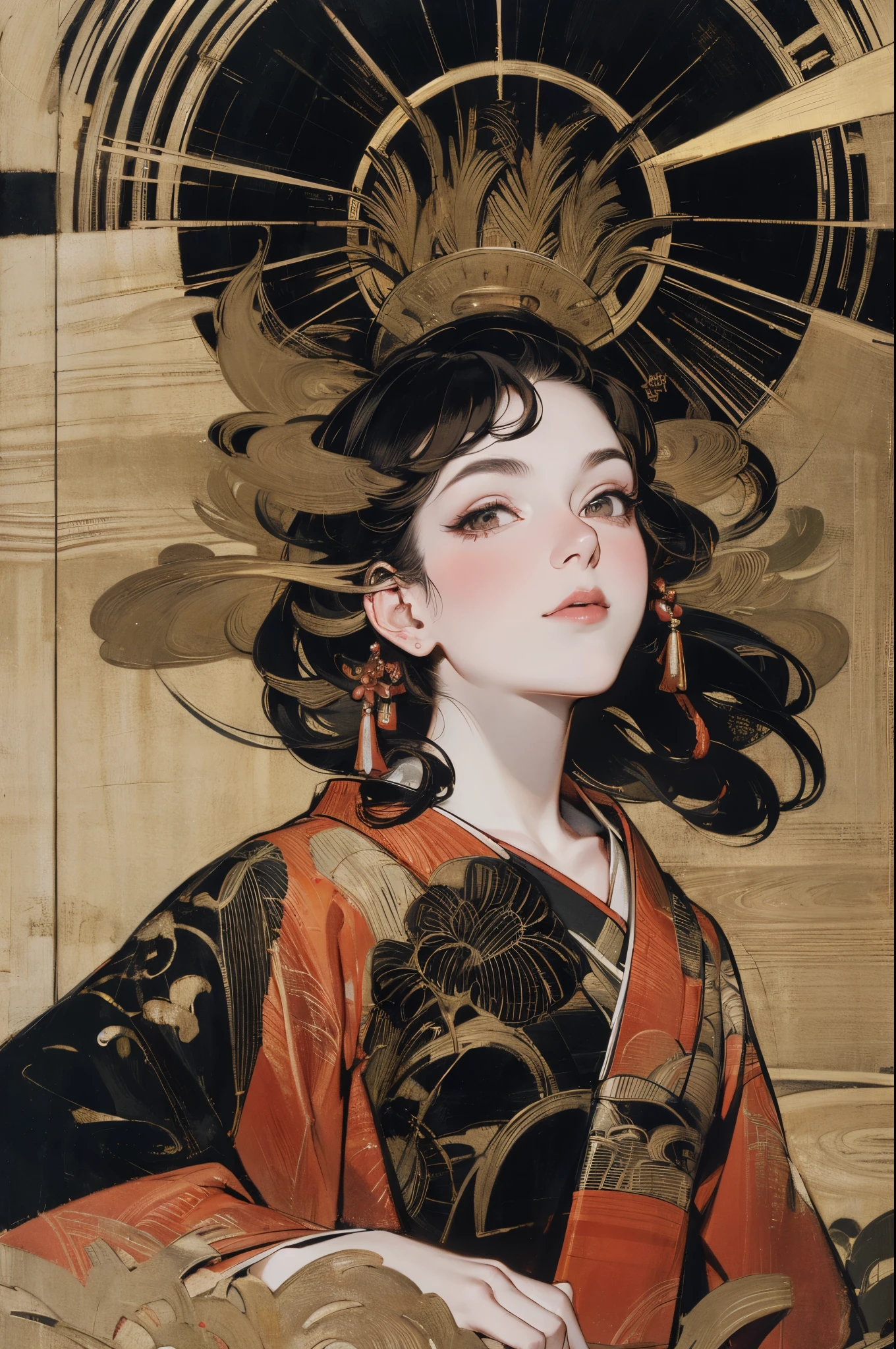 Umalinda warrior sexy, pretty face, Delicious Company, Alluring figure, Wearing a sexy open kimono. The artwork is created in a medium reminiscent of Japanese ink paintings....., 具有大胆的笔触和Monochromatic color palette. artist'Masterful technique reveals the intensity and power of the image'sense of presence,with the highest quality, Perfectly capture every detail with ultra-high resolution. Textures and intricate patterns on kimonos are rendered with extreme precision. Lighting is carefully designed,Enhance drama, Features deep shadows and subtle highlights. General, The artwork exudes elegance and power, Combining traditional Japanese aesthetics with a modern feel. Monochromatic color palette, Combine details, Create captivating and immersive experiences for your audience.