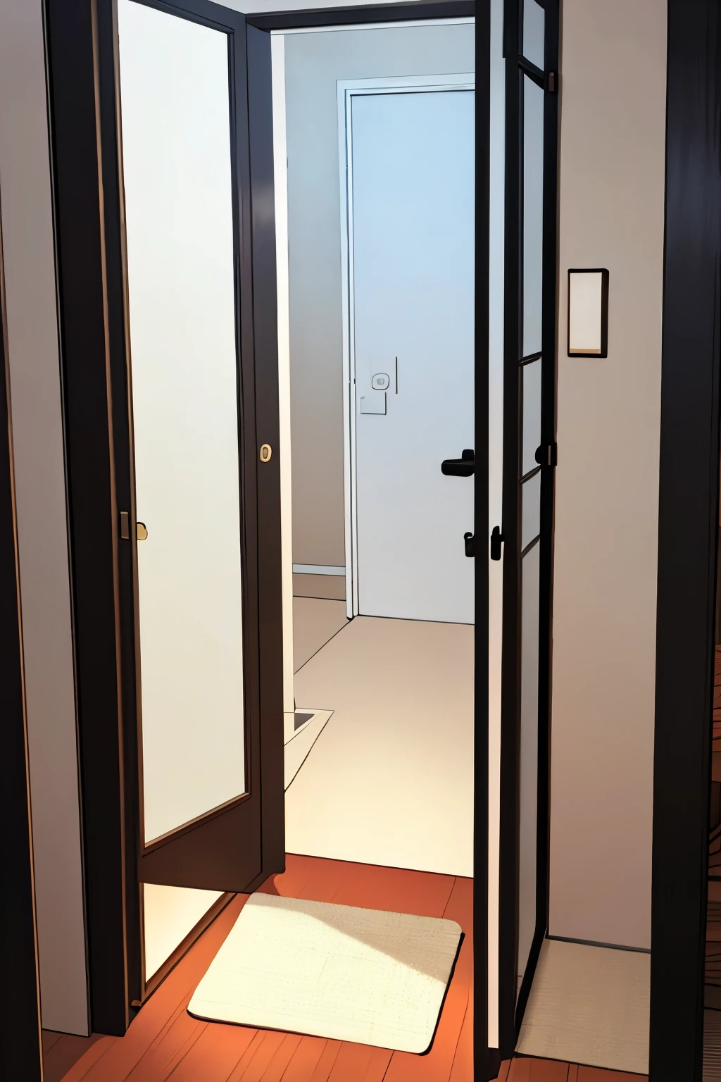 A scene of the door of his room making noise
