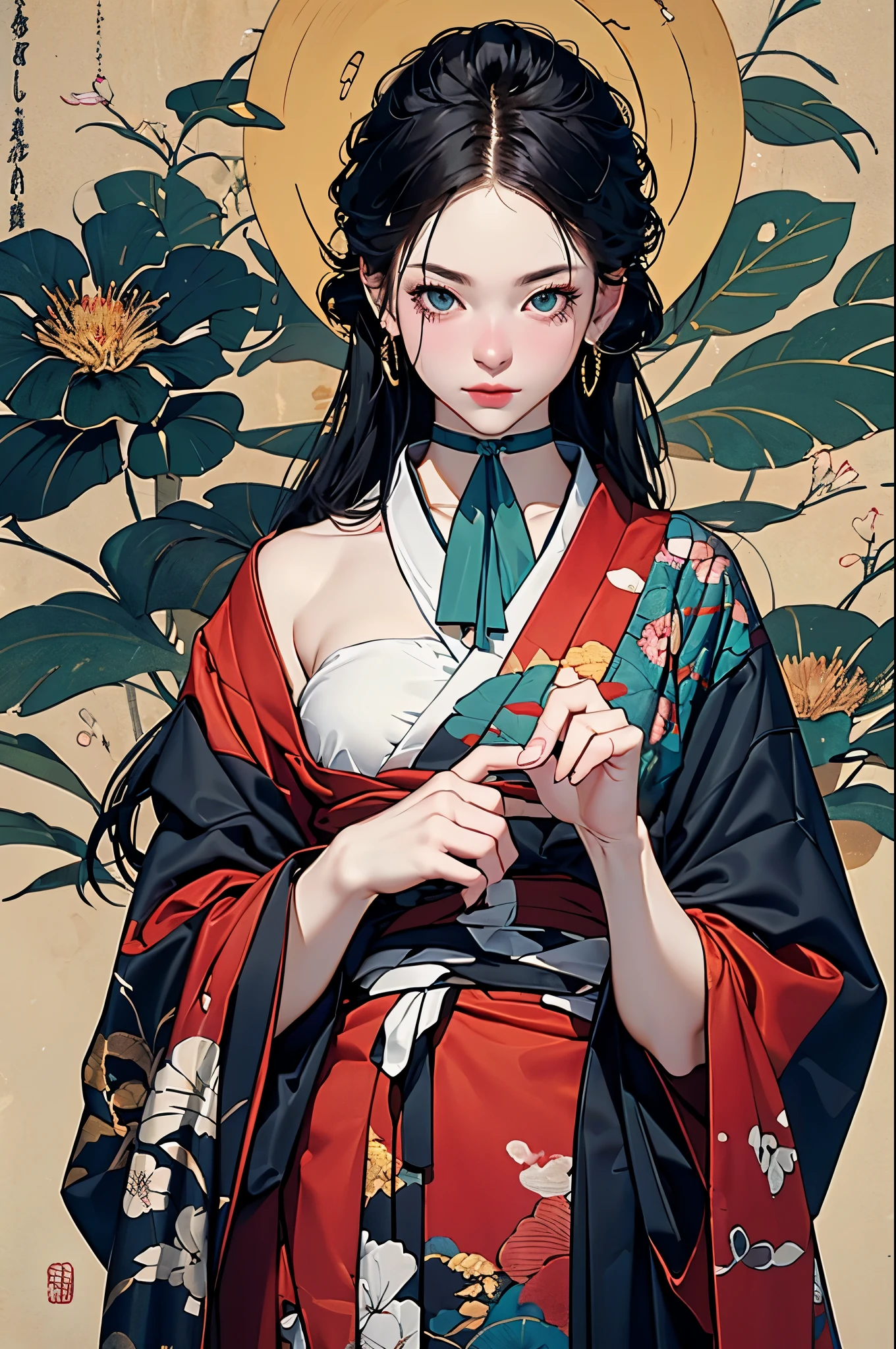 Umalinda warrior sexy, pretty face, Delicious Company, Alluring figure, Wearing a sexy open kimono. The artwork is created in a medium reminiscent of Japanese ink paintings....., 具有大胆的笔触和Monochromatic color palette. artist&#39;Masterful technique reveals the intensity and power of the image&#39;sense of presence，with the highest quality, Perfectly capture every detail with ultra-high resolution. Textures and intricate patterns on kimonos are rendered with extreme precision. Lighting is carefully designed，Enhance drama, Features deep shadows and subtle highlights. General, The artwork exudes elegance and power, Combining traditional Japanese aesthetics with a modern feel. Monochromatic color palette, Combine details, Create captivating and immersive experiences for your audience.