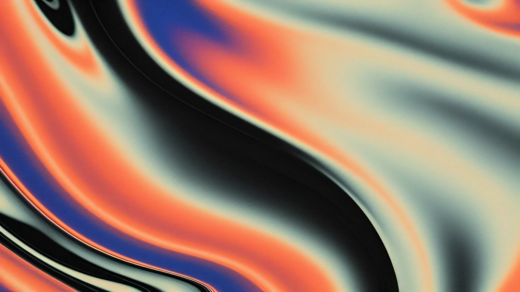 a close up of a colorful liquid painting with a black and orange swirl, 3d grainy aesthetic illustration, made entirely from gradients, lsd waves, rippling fabric of reality, beautifully dithered gradients, psychedelic waves, illustration iridescent, iridescent texture, holographic texture, highly detailed generative art, colorful generative art, generative art, abstract cloth simulation