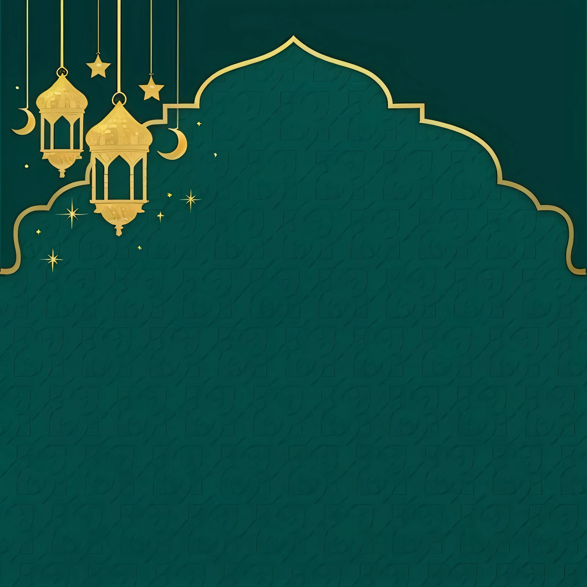 a green and gold islamic background with a mosque and stars, intricately detailed background, ornate dark green clothing, gold and green, ornate detailed background, decorative background, poster background, green tones and golden charms, wallpaper design, dark green background, background art, gold and teal color scheme, ornate background, islamic art, temple background, in simple background