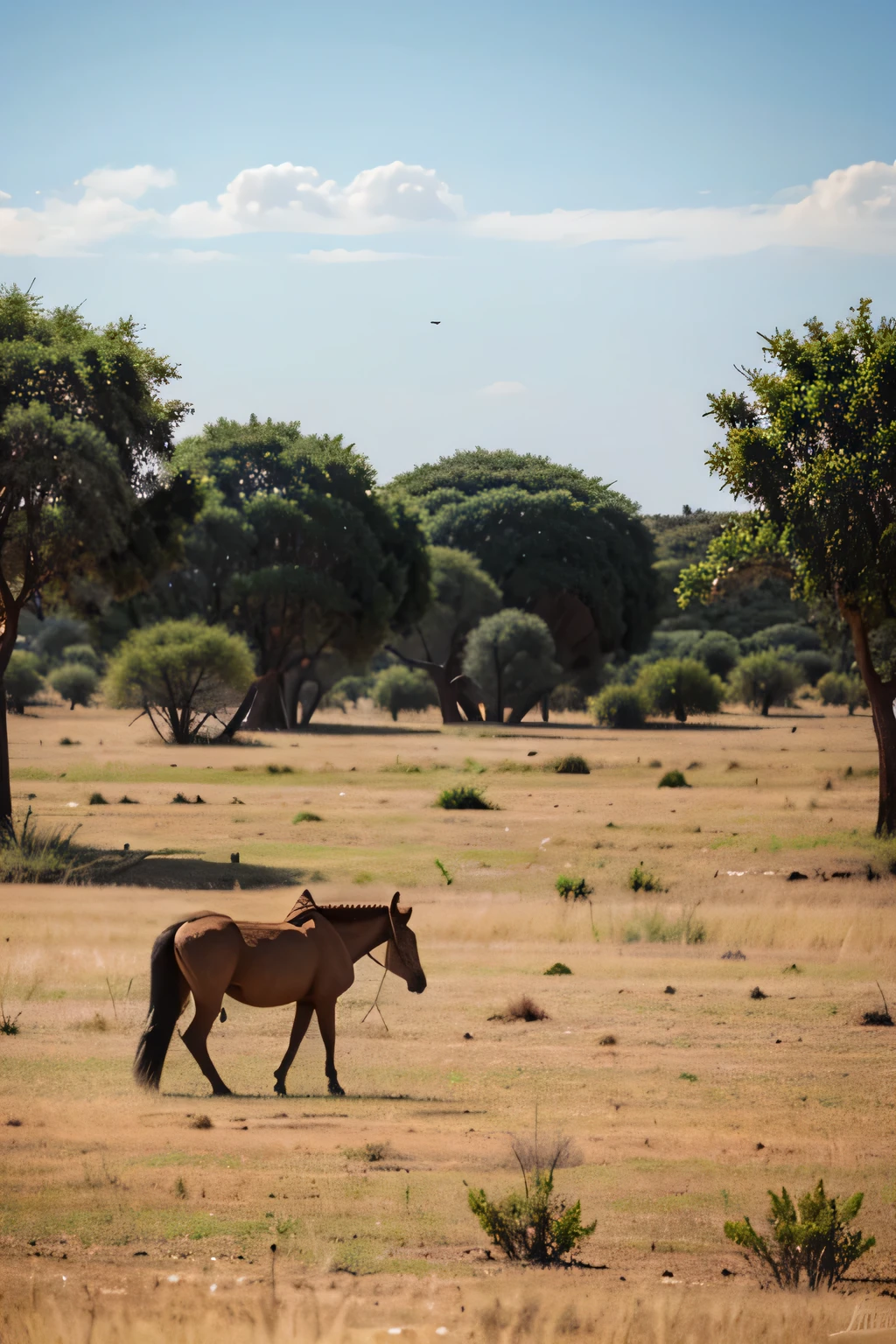 somalia open plains full of animals and acacia tree.
