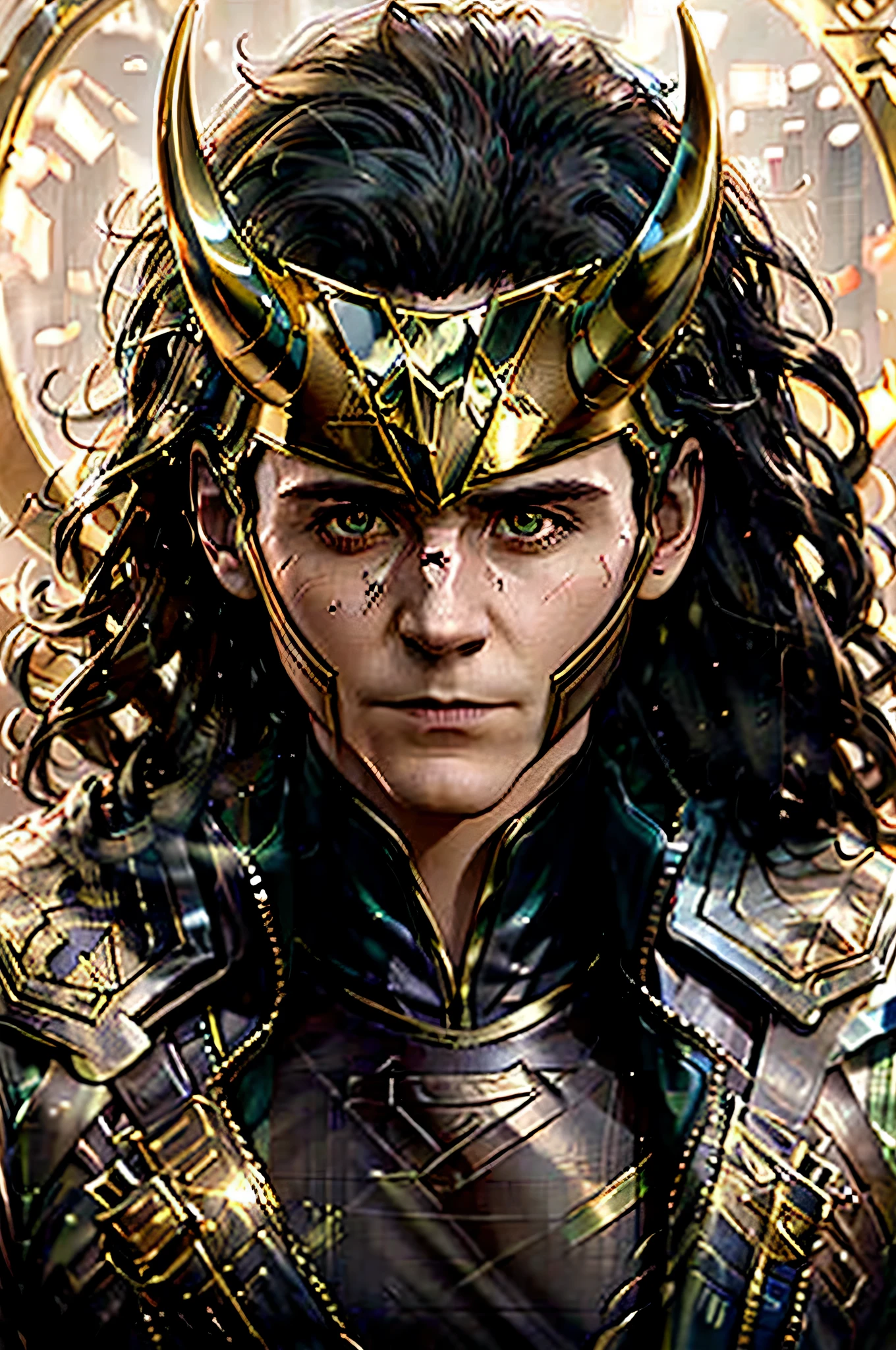 Loki, half body, horn headband, photography, trending on artstation, sharp focus, studio photo, intricate details, highly detailed, by greg rutkowski   