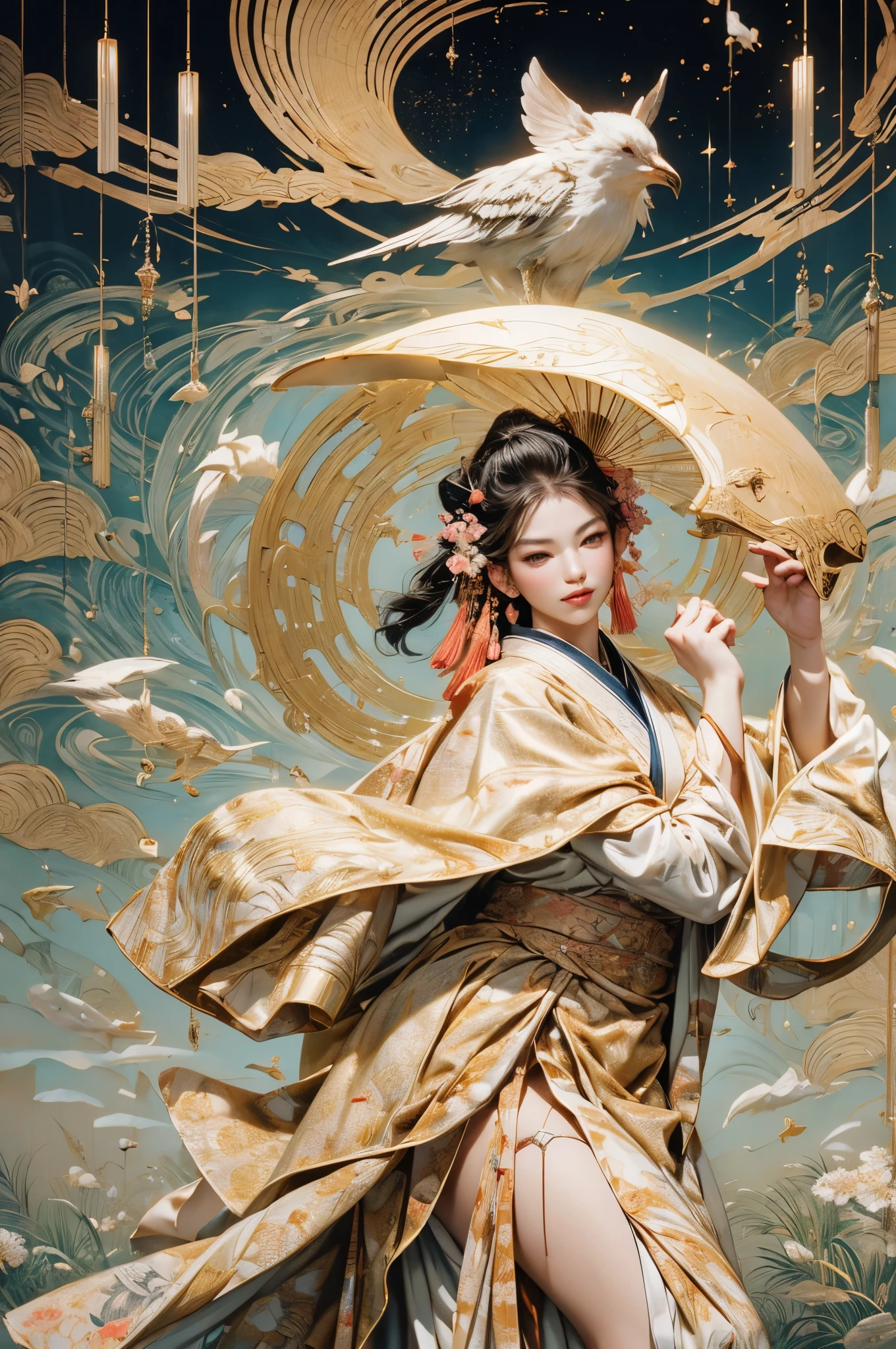 Umalinda warrior sexy, pretty face, Delicious Company, Alluring figure, Wearing a sexy open kimono. The artwork is created in a medium reminiscent of Japanese ink paintings....., 具有大胆的笔触和Monochromatic color palette. artist'Masterful technique reveals the intensity and power of the image'sense of presence,with the highest quality, Perfectly capture every detail with ultra-high resolution. Textures and intricate patterns on kimonos are rendered with extreme precision. Lighting is carefully designed,Enhance drama, Features deep shadows and subtle highlights. General, The artwork exudes elegance and power, Combining traditional Japanese aesthetics with a modern feel. Monochromatic color palette, Combine details, Create captivating and immersive experiences for your audience.