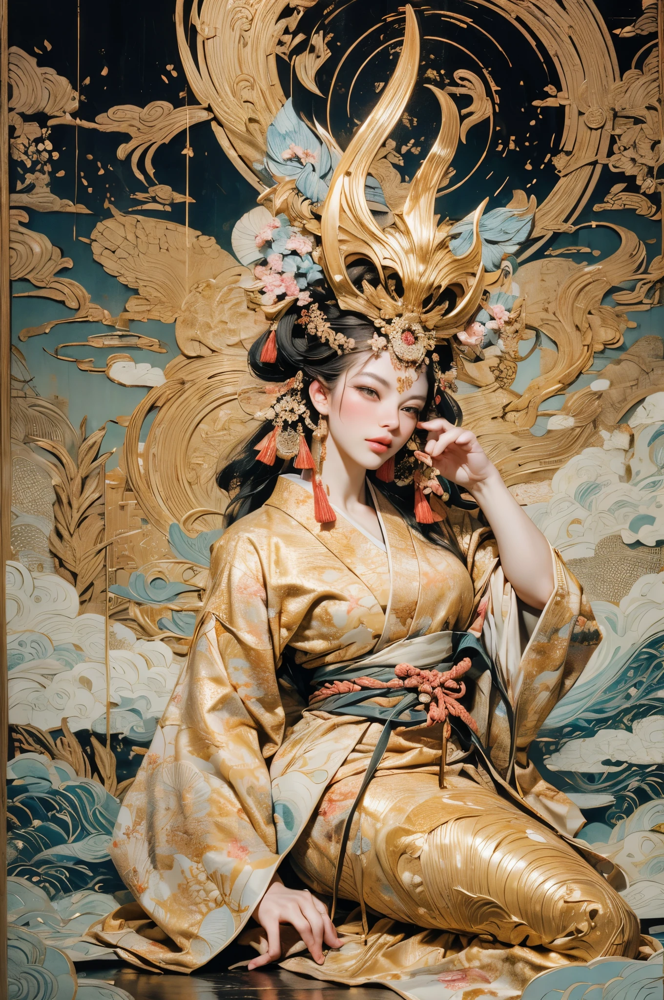 Umalinda warrior sexy, pretty face, Delicious Company, Alluring figure, Wearing a sexy open kimono. The artwork is created in a medium reminiscent of Japanese ink paintings....., 具有大胆的笔触和Monochromatic color palette. artist'Masterful technique reveals the intensity and power of the image'sense of presence,with the highest quality, Perfectly capture every detail with ultra-high resolution. Textures and intricate patterns on kimonos are rendered with extreme precision. Lighting is carefully designed,Enhance drama, Features deep shadows and subtle highlights. General, The artwork exudes elegance and power, Combining traditional Japanese aesthetics with a modern feel. Monochromatic color palette, Combine details, Create captivating and immersive experiences for your audience.