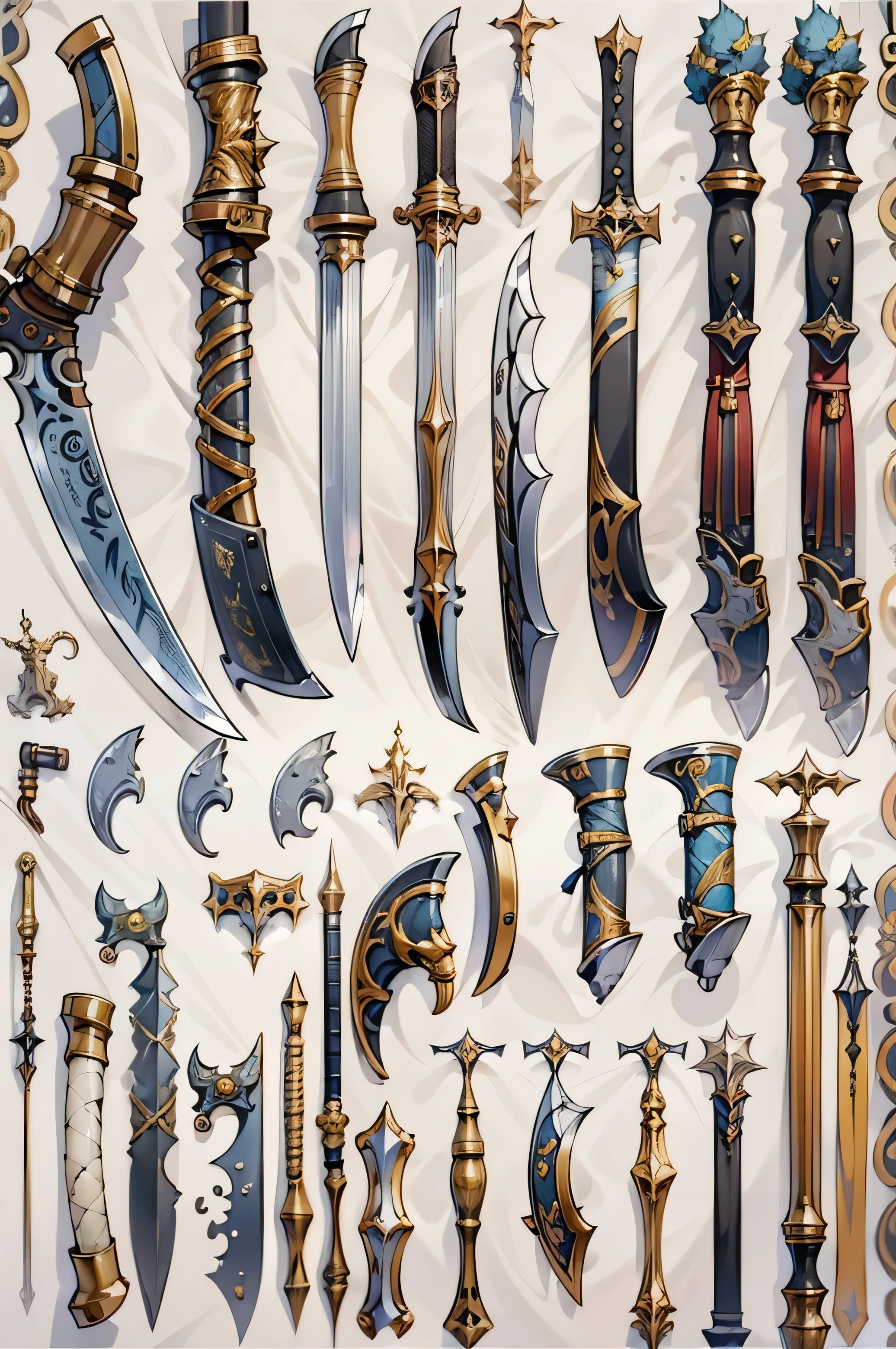 (((best quality))), (((masterpiece))), Weapons to be included in the Weapon Encyclopedia, A double-edged ax weapon with a large blade.., white background