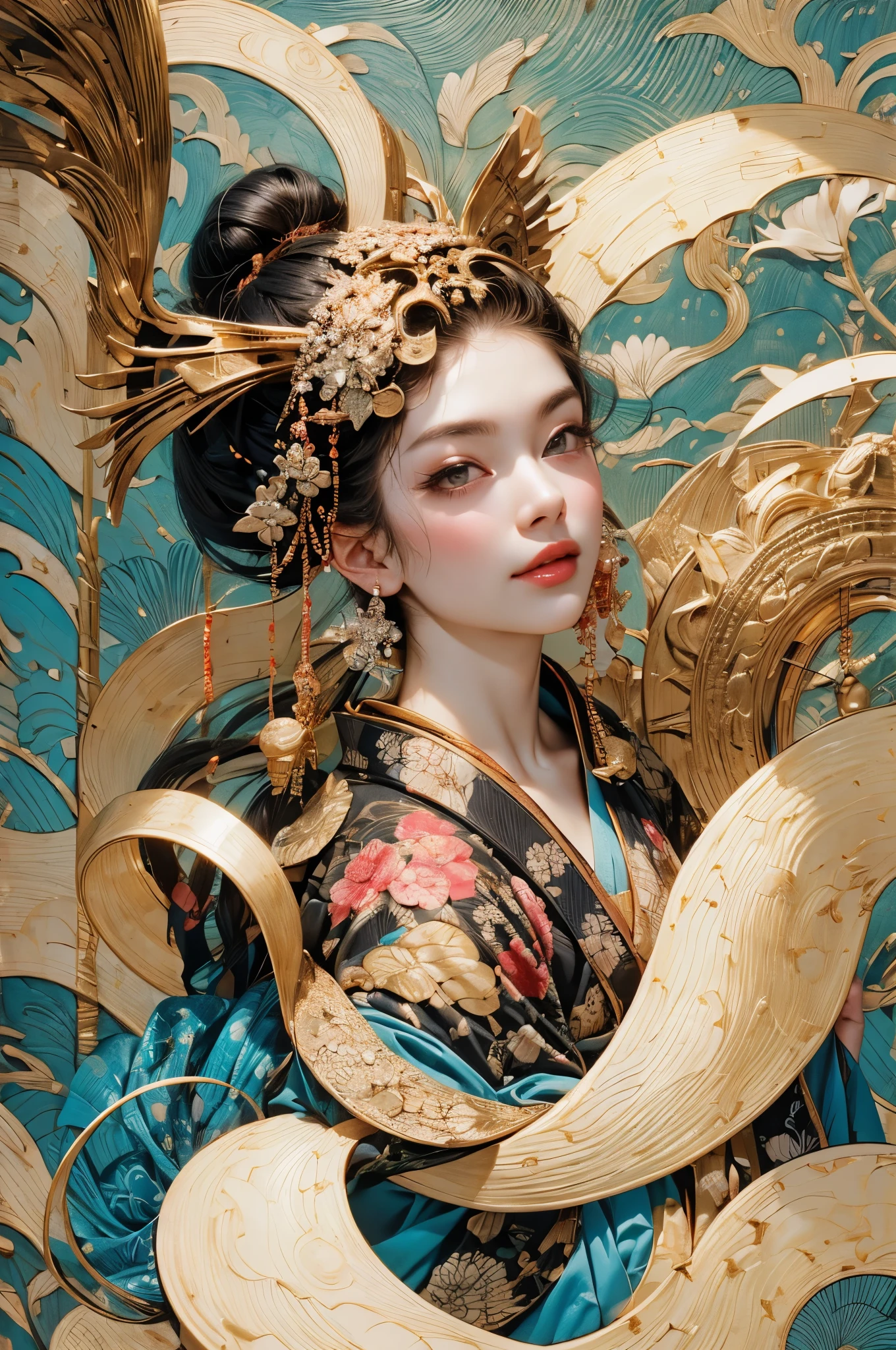 Umalinda warrior sexy, pretty face, Delicious Company, Alluring figure, Wearing a sexy open kimono. The artwork is created in a medium reminiscent of Japanese ink paintings....., 具有大胆的笔触和Monochromatic color palette. artist'Masterful technique reveals the intensity and power of the image'sense of presence,with the highest quality, Perfectly capture every detail with ultra-high resolution. Textures and intricate patterns on kimonos are rendered with extreme precision. Lighting is carefully designed,Enhance drama, Features deep shadows and subtle highlights. General, The artwork exudes elegance and power, Combining traditional Japanese aesthetics with a modern feel. Monochromatic color palette, Combine details, Create captivating and immersive experiences for your audience.