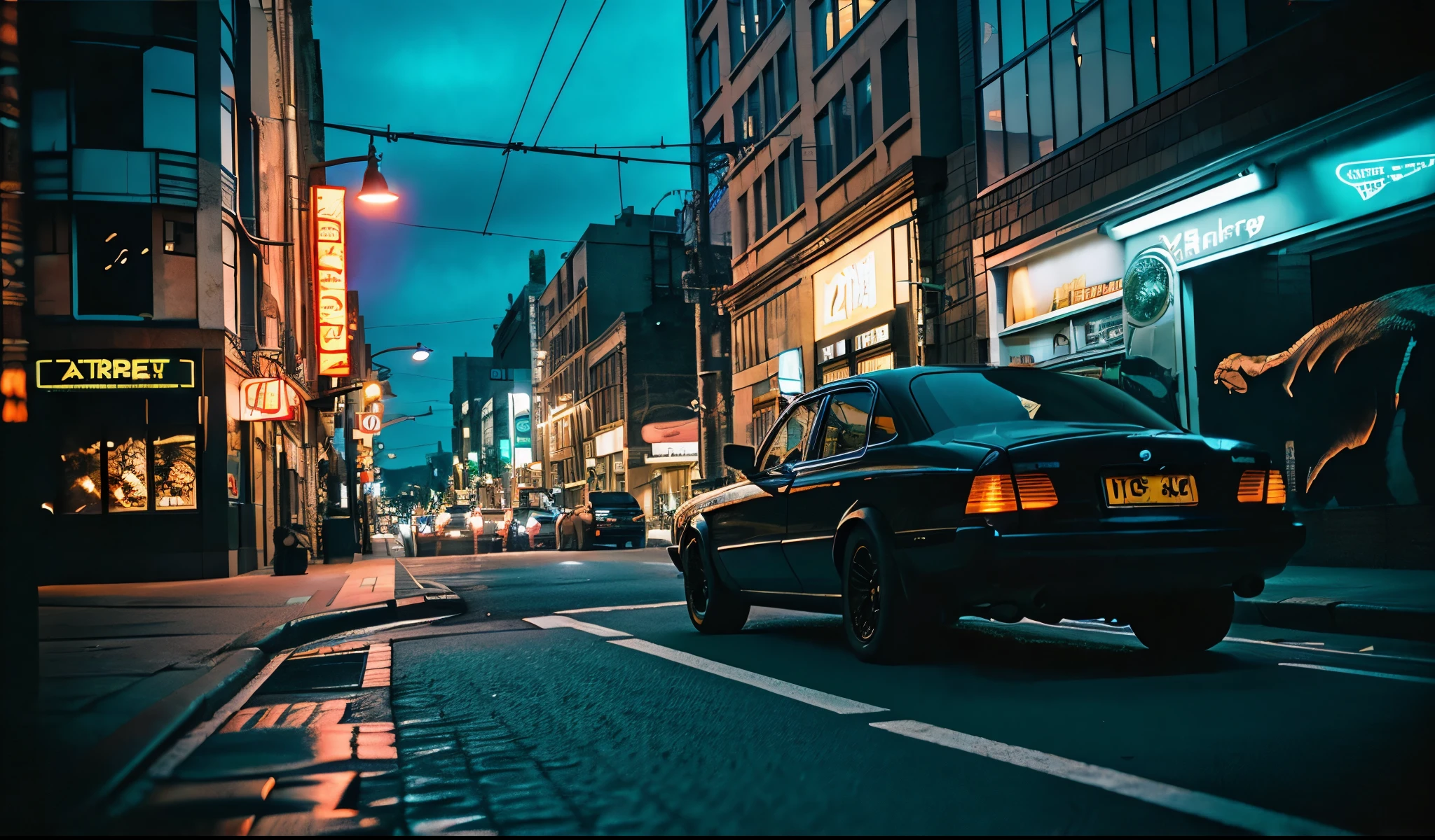 (street photography: 1.4), photograph of gotham city square, masterpiece, (photorealism: 1.7), best quality, grotesque lighting, cinematic composition, (night terrifying background: 1.7), futuristic LED, (very detailed complex grotesque background: 1.2), gothic futurism, [cinema street photography: 1.7], shot on 90mm imax film, anamorphic cinema lens, extremely high dynamic range , 8k uhd 12-bit colour, RAW photo, film grain, photo realism, viewed from street , (HDR: 1.4), vintage desaturated colour grading, (no human being: 2.0)
