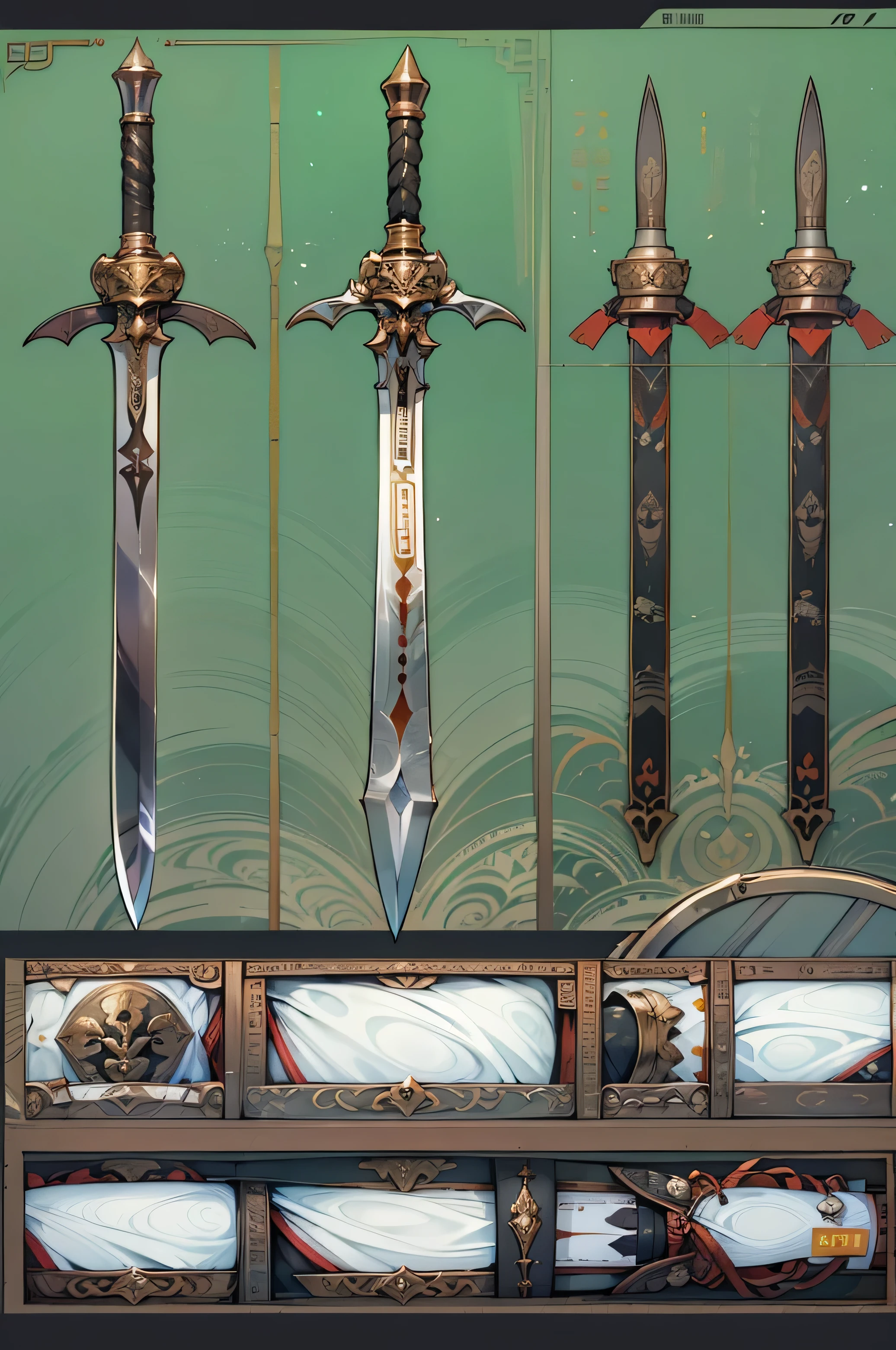 (((best quality))), (((masterpiece))), Weapons to be included in the Weapon Encyclopedia, chinese spear blade sword, white background